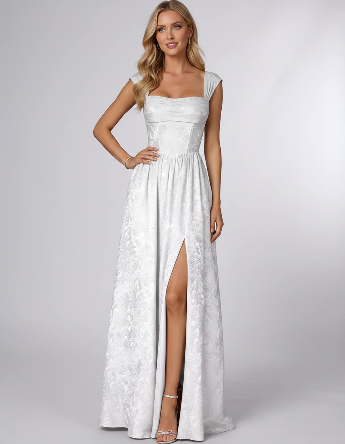 Oceane Maxi Dress — White | SKU: SD-42633-white-2,SD-42633-white-4,SD-42633-white-6,SD-42633-white-8,SD-42633-white-10,SD-42633-white-12,SD-42633-white-14,SD-42633-white-16,SD-42633-white-16W,SD-42633-white-18W,SD-42633-white-20W,SD-42633-white-22W
