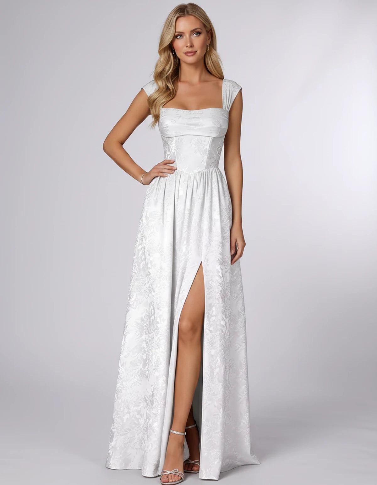 Oceane Maxi Dress — White | SKU: SD-42633-white-2,SD-42633-white-4,SD-42633-white-6,SD-42633-white-8,SD-42633-white-10,SD-42633-white-12,SD-42633-white-14,SD-42633-white-16,SD-42633-white-16W,SD-42633-white-18W,SD-42633-white-20W,SD-42633-white-22W