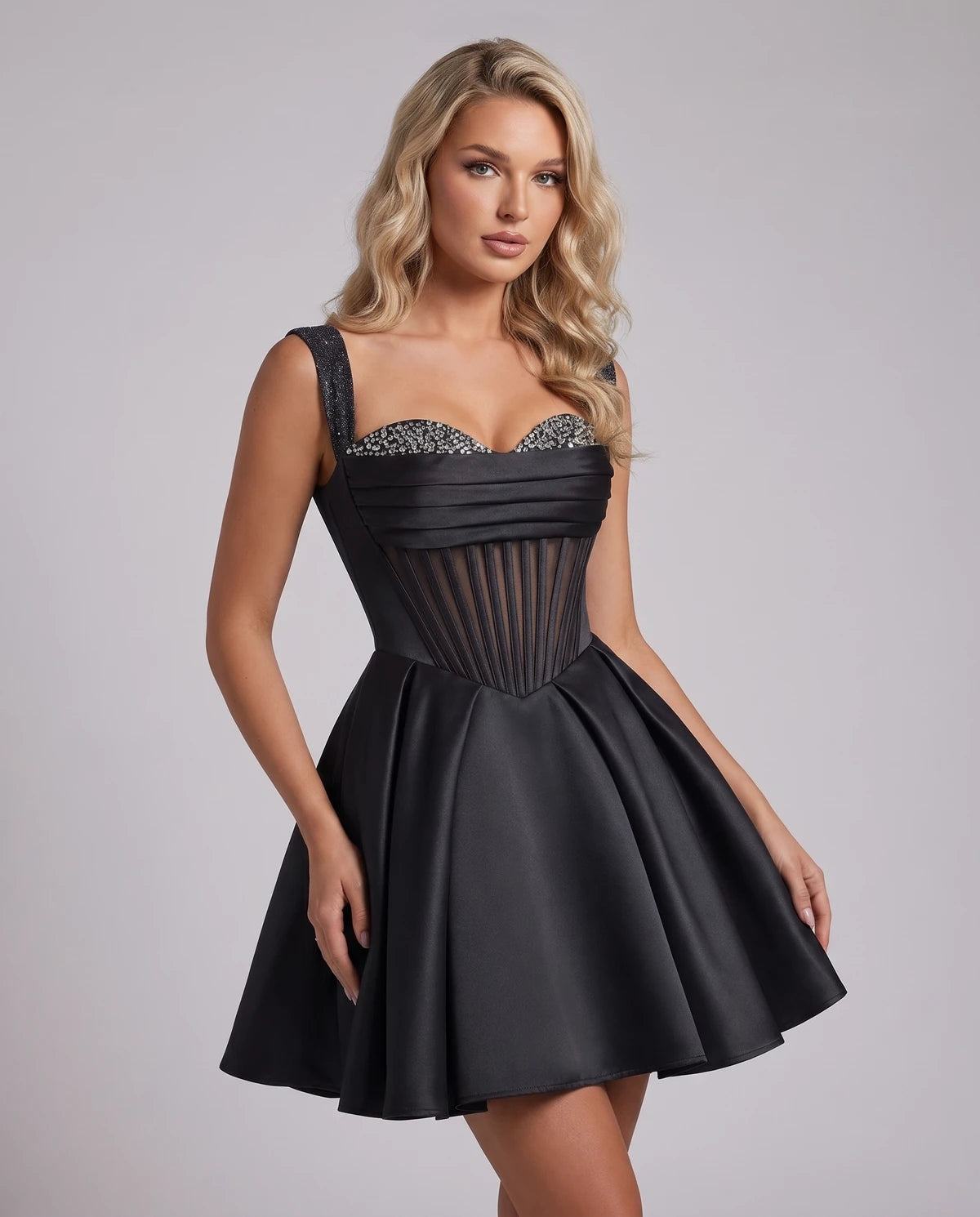 Octavia Mini Dress — Black
