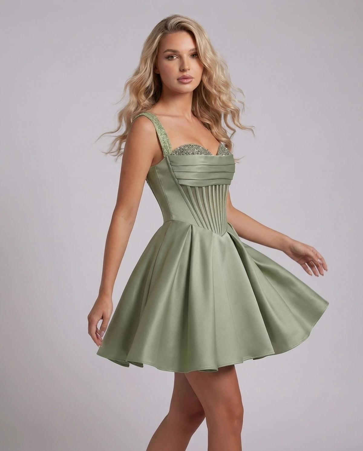 Octavia Mini Dress — Dusty Sage | SKU: SD-67049-dustysage-2,SD-67049-dustysage-4,SD-67049-dustysage-6,SD-67049-dustysage-8,SD-67049-dustysage-10,SD-67049-dustysage-12,SD-67049-dustysage-14,SD-67049-dustysage-14W,SD-67049-dustysage-16,SD-67049-dustysage-16W,SD-67049-dustysage-18W,SD-67049-dustysage-20W
