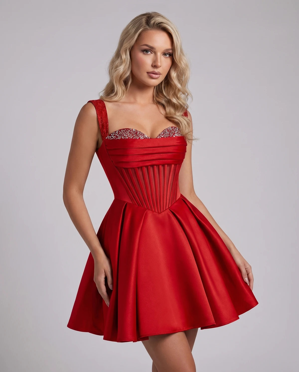Octavia Mini Dress — Red