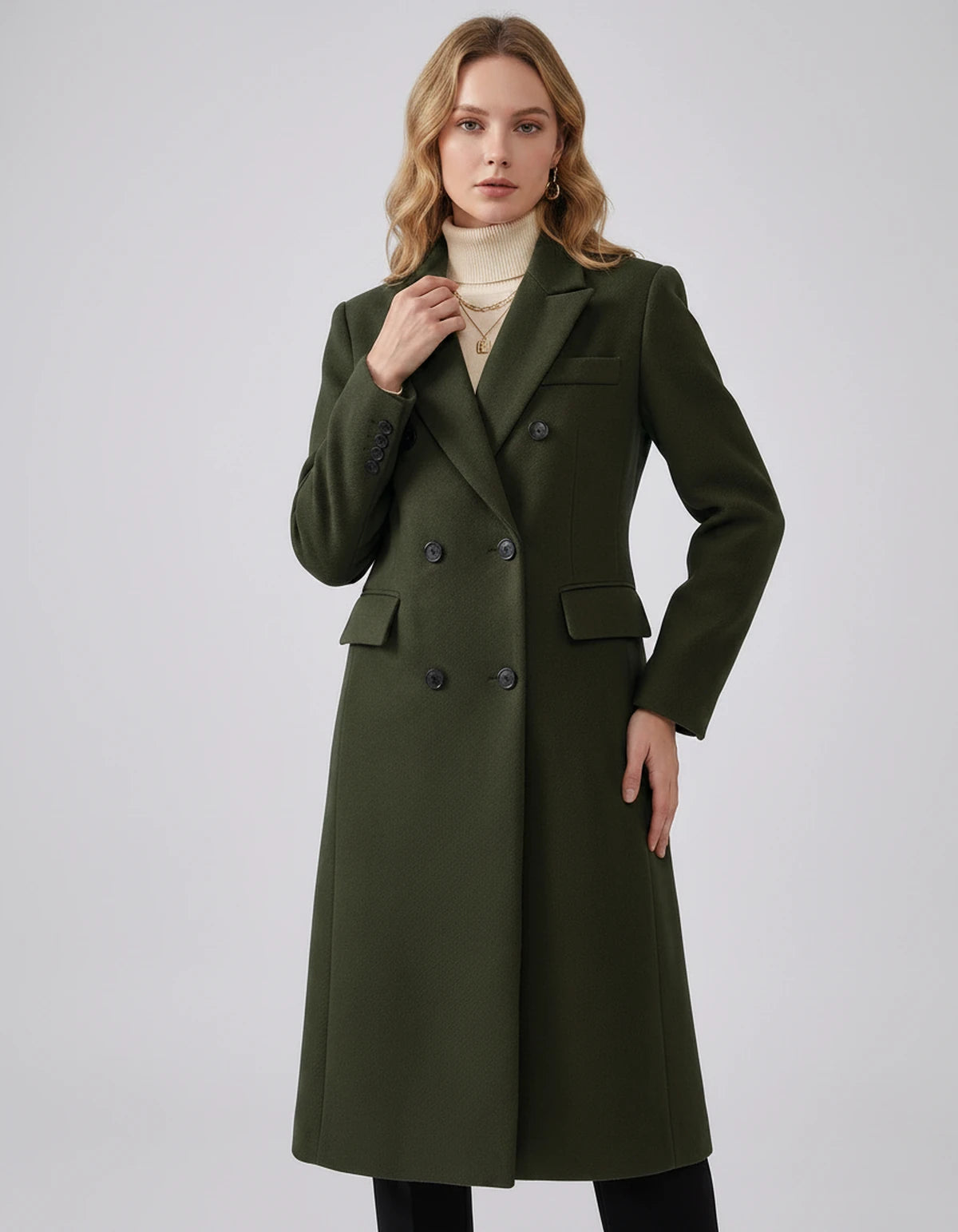 Oleander Coat — Dark Green | SKU: SD-13109-darkgreen-XS,SD-13109-darkgreen-S,SD-13109-darkgreen-M,SD-13109-darkgreen-L,SD-13109-darkgreen-XL,SD-13109-darkgreen-2XL