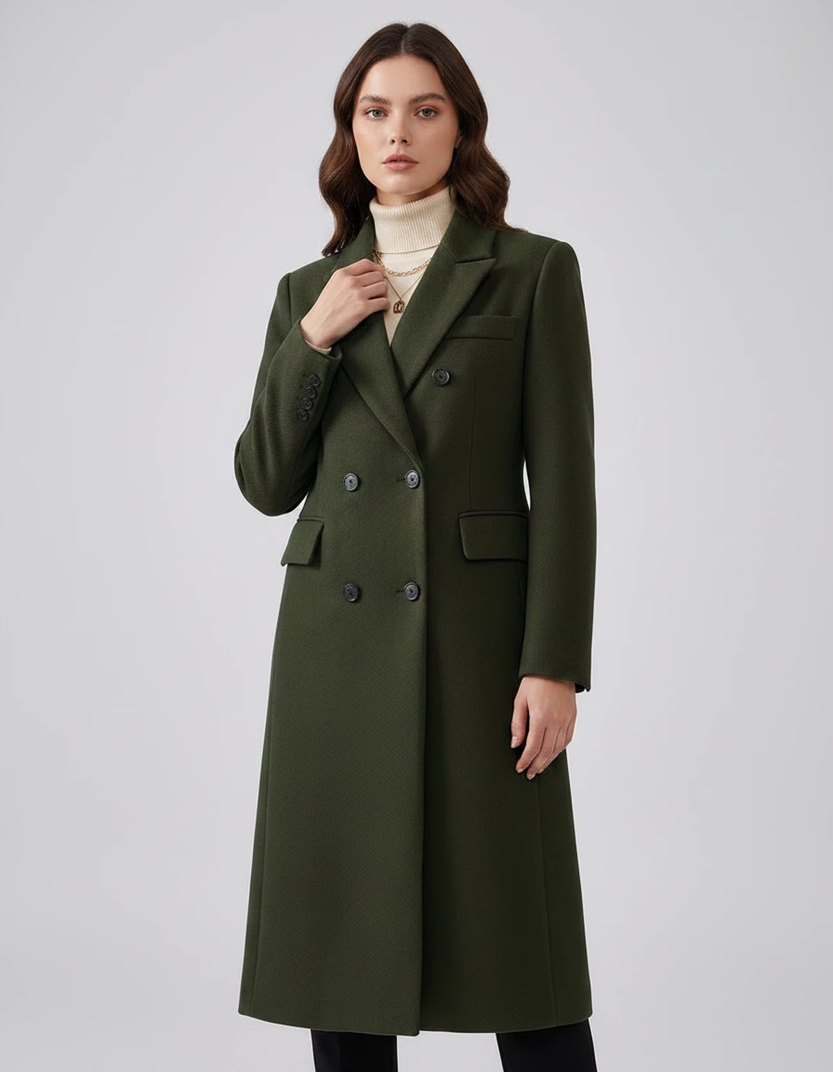 Oleander Coat — Dark Green | SKU: SD-13109-darkgreen-XS,SD-13109-darkgreen-S,SD-13109-darkgreen-M,SD-13109-darkgreen-L,SD-13109-darkgreen-XL,SD-13109-darkgreen-2XL