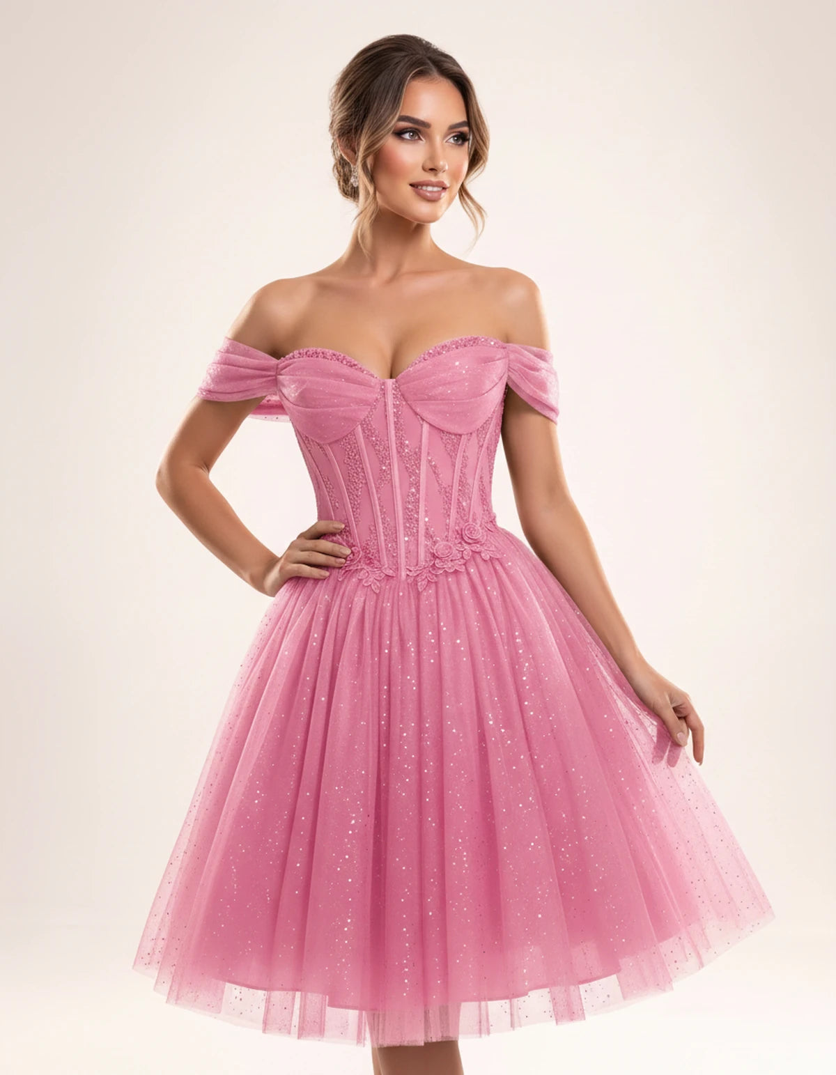 Olwenna Midi Dresses — Pink | SKU: SD-99298-pink-2,SD-99298-pink-4,SD-99298-pink-6,SD-99298-pink-8,SD-99298-pink-10,SD-99298-pink-12,SD-99298-pink-14,SD-99298-pink-14W,SD-99298-pink-16,SD-99298-pink-16W,SD-99298-pink-18W,SD-99298-pink-20W