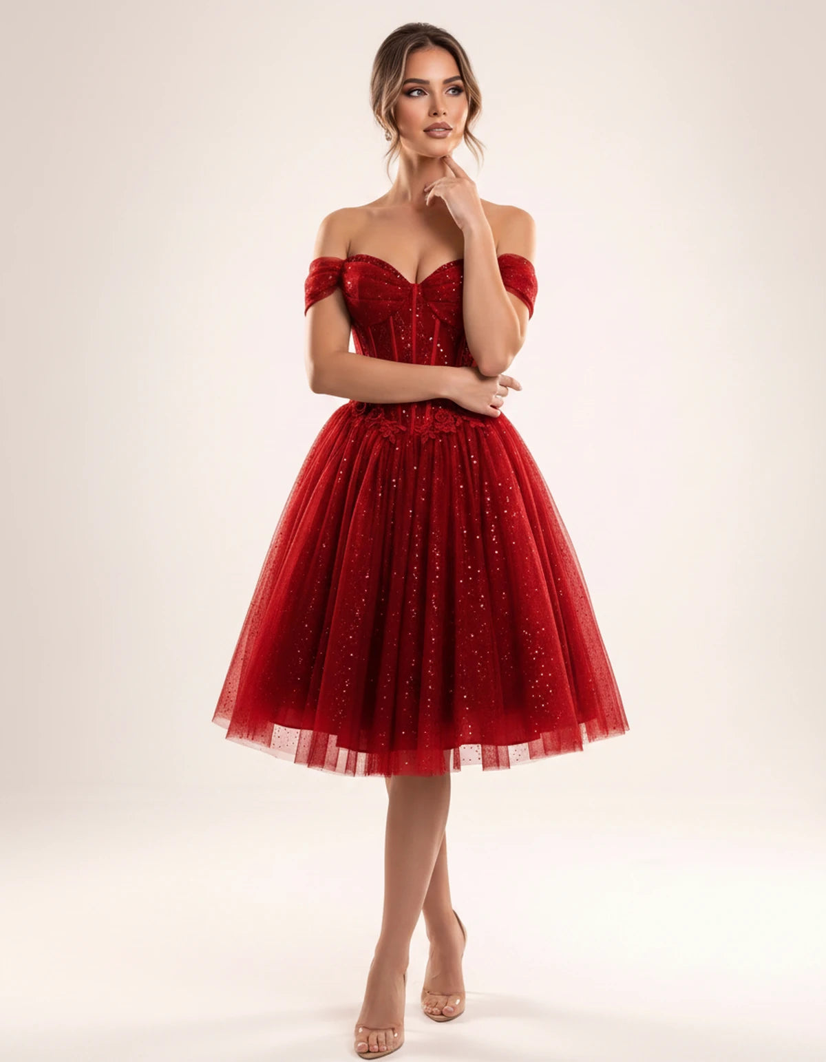 Olwenna Midi Dresses — Red | SKU: SD-99298-red-2,SD-99298-red-4,SD-99298-red-6,SD-99298-red-8,SD-99298-red-10,SD-99298-red-12,SD-99298-red-14,SD-99298-red-14W,SD-99298-red-16,SD-99298-red-16W,SD-99298-red-18W,SD-99298-red-20W