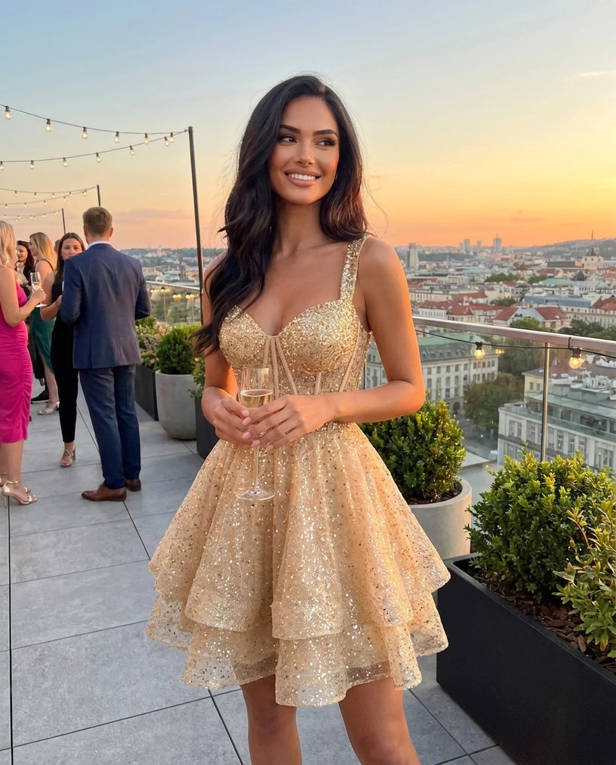 Olympia Mini Dress — Champagne | SKU: SD-24215-champagne-2,SD-24215-champagne-4,SD-24215-champagne-6,SD-24215-champagne-8,SD-24215-champagne-10,SD-24215-champagne-12,SD-24215-champagne-14,SD-24215-champagne-16,SD-24215-champagne-16W,SD-24215-champagne-18W,SD-24215-champagne-20W,SD-24215-champagne-22W