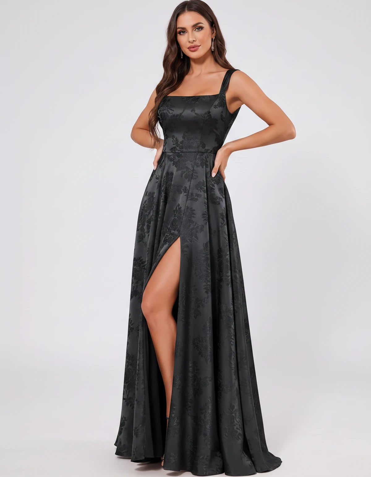 Ombrelle Maxi Dress — Black | SKU: SD-34098-black-2,SD-34098-black-4,SD-34098-black-6,SD-34098-black-8,SD-34098-black-10,SD-34098-black-12,SD-34098-black-14,SD-34098-black-16,SD-34098-black-16W,SD-34098-black-18W,SD-34098-black-20W,SD-34098-black-22W