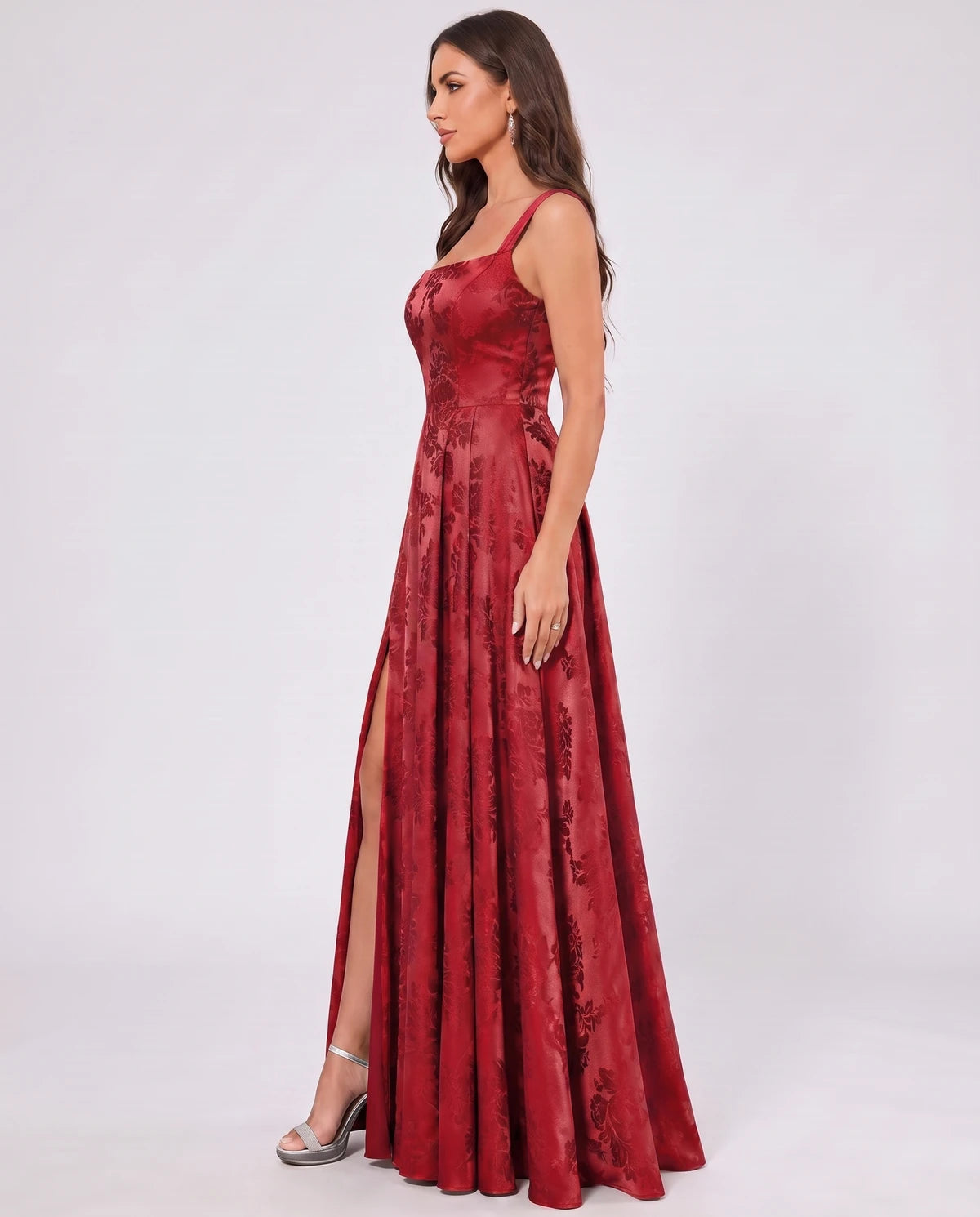 Ombrelle Maxi Dress — Red | SKU: SD-34098-red-2,SD-34098-red-4,SD-34098-red-6,SD-34098-red-8,SD-34098-red-10,SD-34098-red-12,SD-34098-red-14,SD-34098-red-16,SD-34098-red-16W,SD-34098-red-18W,SD-34098-red-20W,SD-34098-red-22W