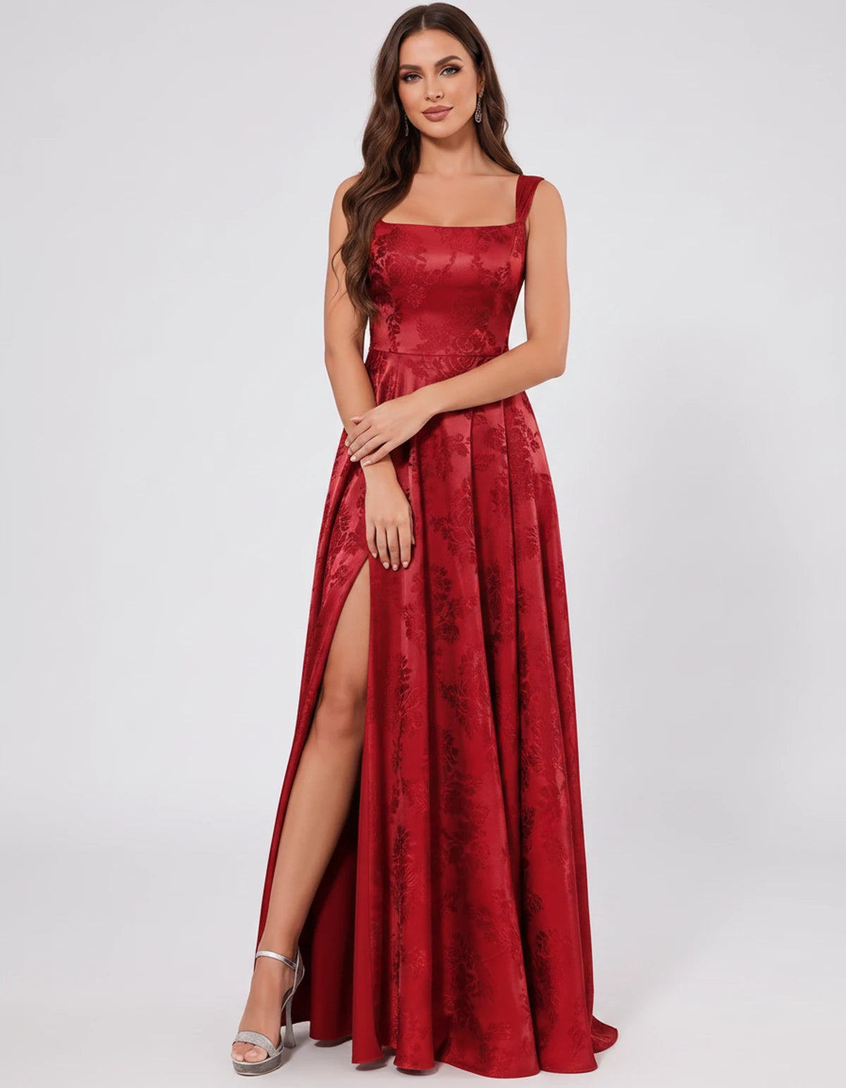 Ombrelle Maxi Dress — Red | SKU: SD-34098-red-2,SD-34098-red-4,SD-34098-red-6,SD-34098-red-8,SD-34098-red-10,SD-34098-red-12,SD-34098-red-14,SD-34098-red-16,SD-34098-red-16W,SD-34098-red-18W,SD-34098-red-20W,SD-34098-red-22W