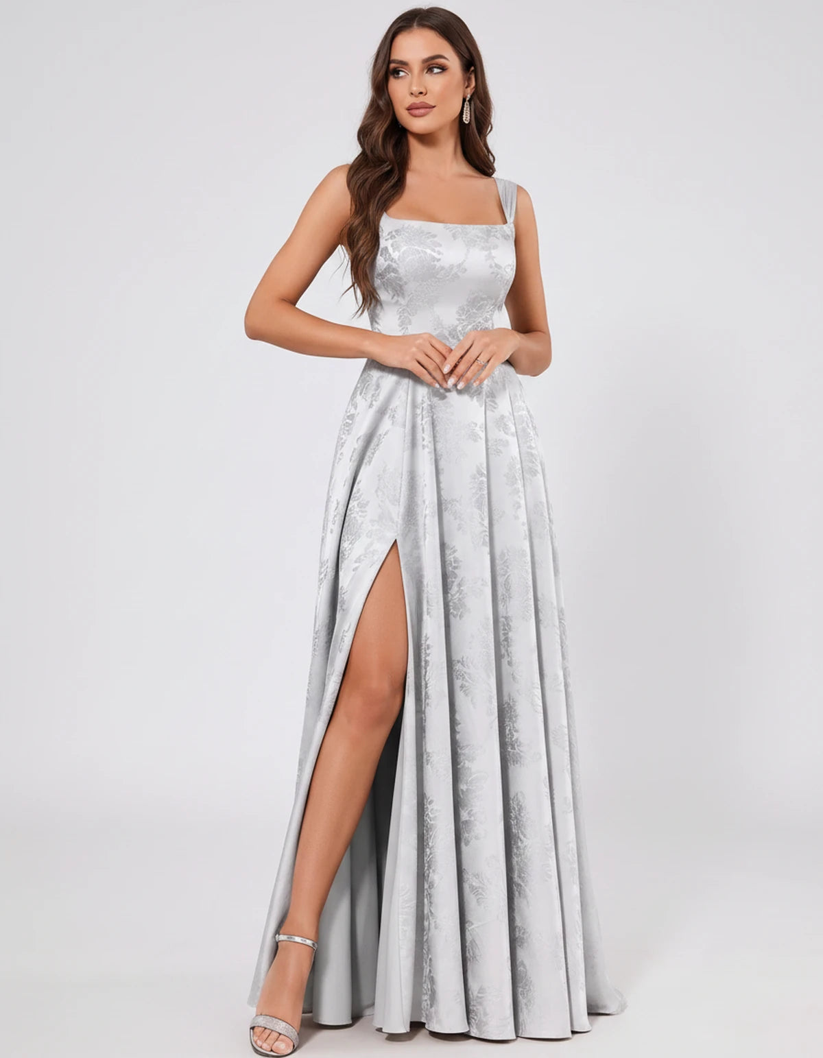 Ombrelle Maxi Dress — White | SKU: SD-34098-white-2,SD-34098-white-4,SD-34098-white-6,SD-34098-white-8,SD-34098-white-10,SD-34098-white-12,SD-34098-white-14,SD-34098-white-16,SD-34098-white-16W,SD-34098-white-18W,SD-34098-white-20W,SD-34098-white-22W