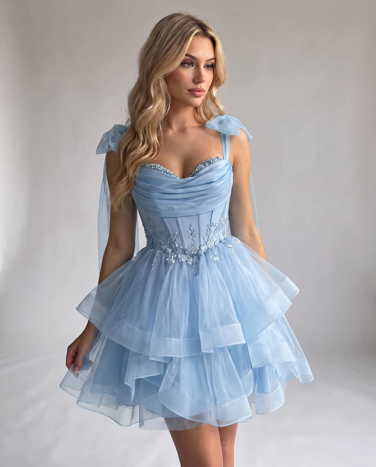 Opaline Mini Dress — Light Blue