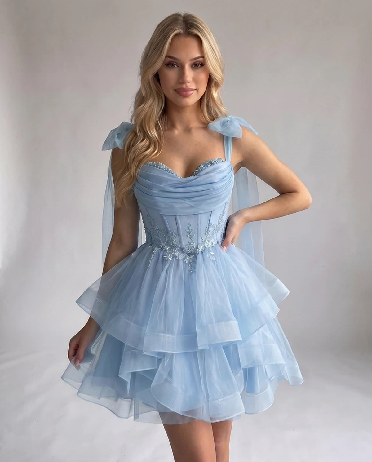 Opaline Mini Dress — Light Blue | SKU: SD-12029-lightblue-2,SD-12029-lightblue-4,SD-12029-lightblue-6,SD-12029-lightblue-8,SD-12029-lightblue-10,SD-12029-lightblue-12,SD-12029-lightblue-14,SD-12029-lightblue-14W,SD-12029-lightblue-16,SD-12029-lightblue-16W,SD-12029-lightblue-18W,SD-12029-lightblue-20W