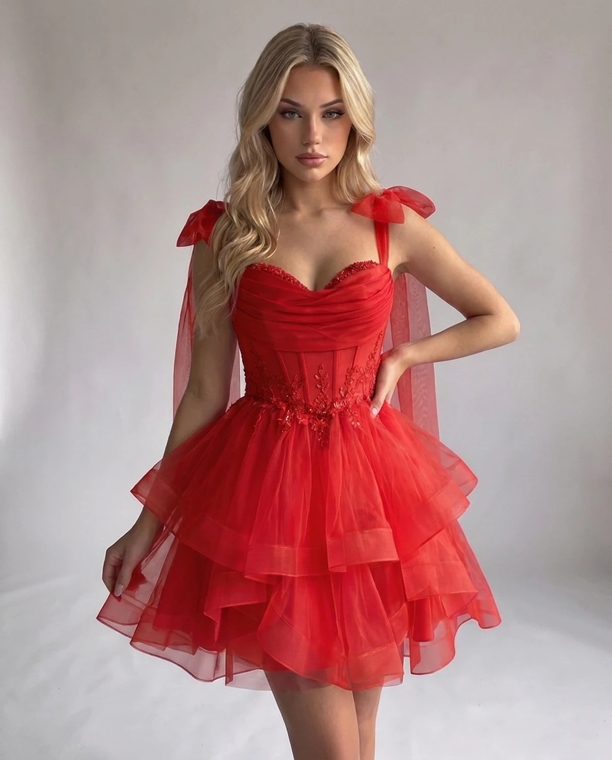Opaline Mini Dress — Red | SKU: SD-12029-red-2,SD-12029-red-4,SD-12029-red-6,SD-12029-red-8,SD-12029-red-10,SD-12029-red-12,SD-12029-red-14,SD-12029-red-14W,SD-12029-red-16,SD-12029-red-16W,SD-12029-red-18W,SD-12029-red-20W