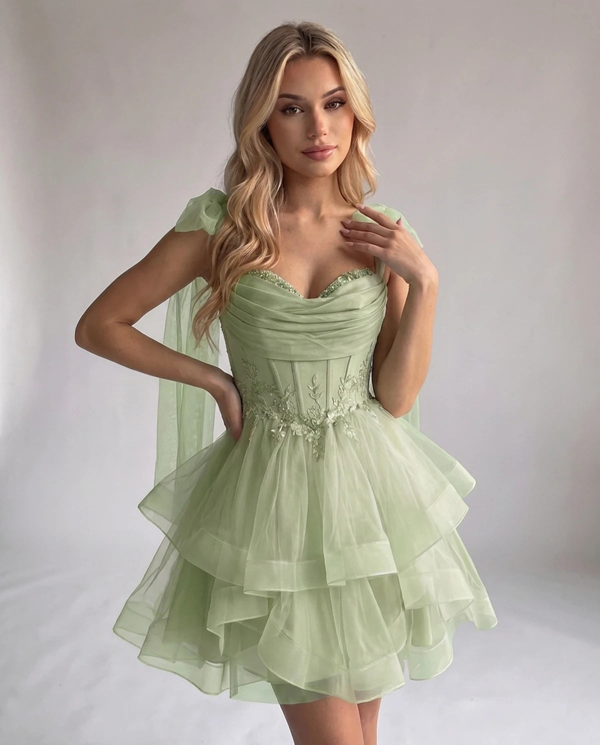 Opaline Mini Dress — Sage Green | SKU: SD-12029-sagegreen-2,SD-12029-sagegreen-4,SD-12029-sagegreen-6,SD-12029-sagegreen-8,SD-12029-sagegreen-10,SD-12029-sagegreen-12,SD-12029-sagegreen-14,SD-12029-sagegreen-14W,SD-12029-sagegreen-16,SD-12029-sagegreen-16W,SD-12029-sagegreen-18W,SD-12029-sagegreen-20W
