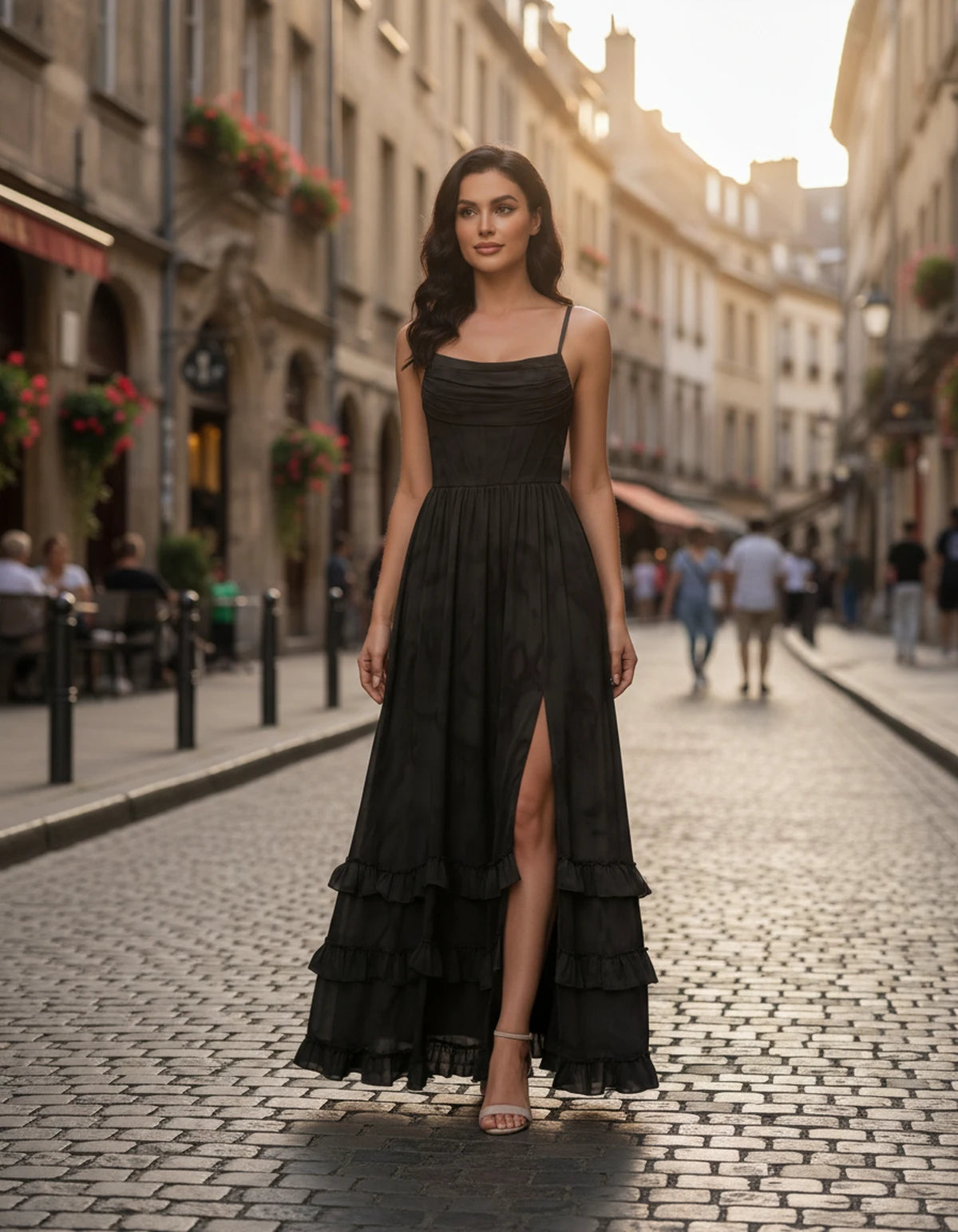 Oriane Maxi Dress — Black | SKU: SD-04920-black-2,SD-04920-black-4,SD-04920-black-6,SD-04920-black-8,SD-04920-black-10,SD-04920-black-12,SD-04920-black-14,SD-04920-black-16,SD-04920-black-16W,SD-04920-black-18W,SD-04920-black-20W