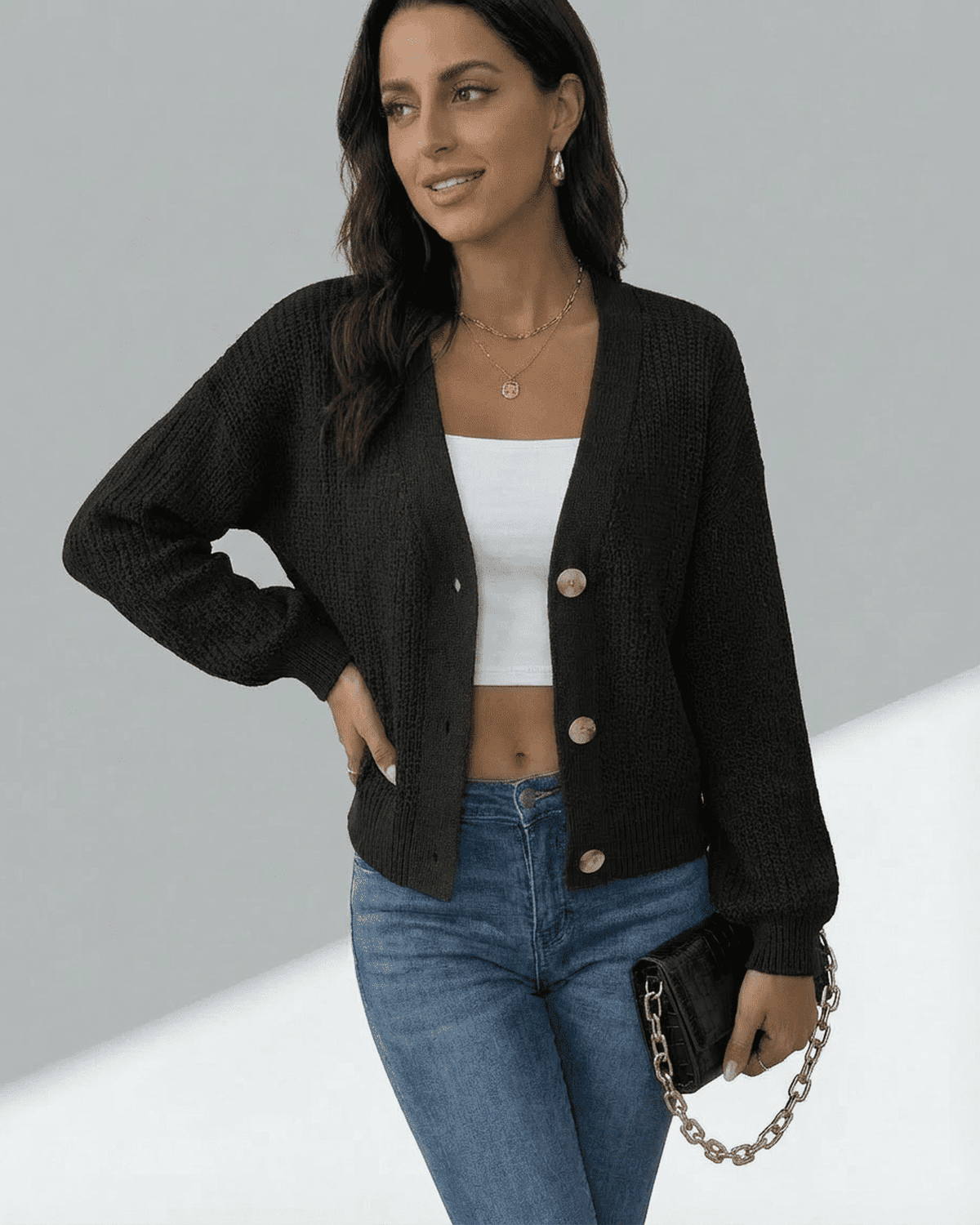 Orion Cardigan by SLIMONA - Long sleeve V-neck knitwear for a polished everyday look.
