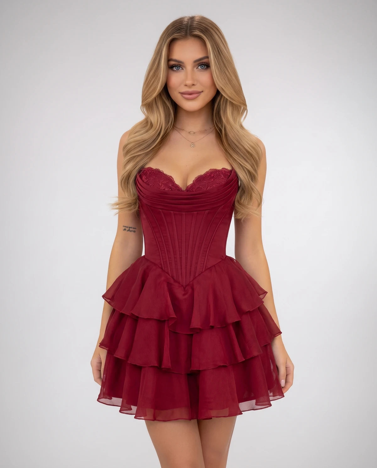 Orlanne Mini Dress — Red | SKU: SD-85620-red-2,SD-85620-red-4,SD-85620-red-8,SD-85620-red-12,SD-85620-red-16