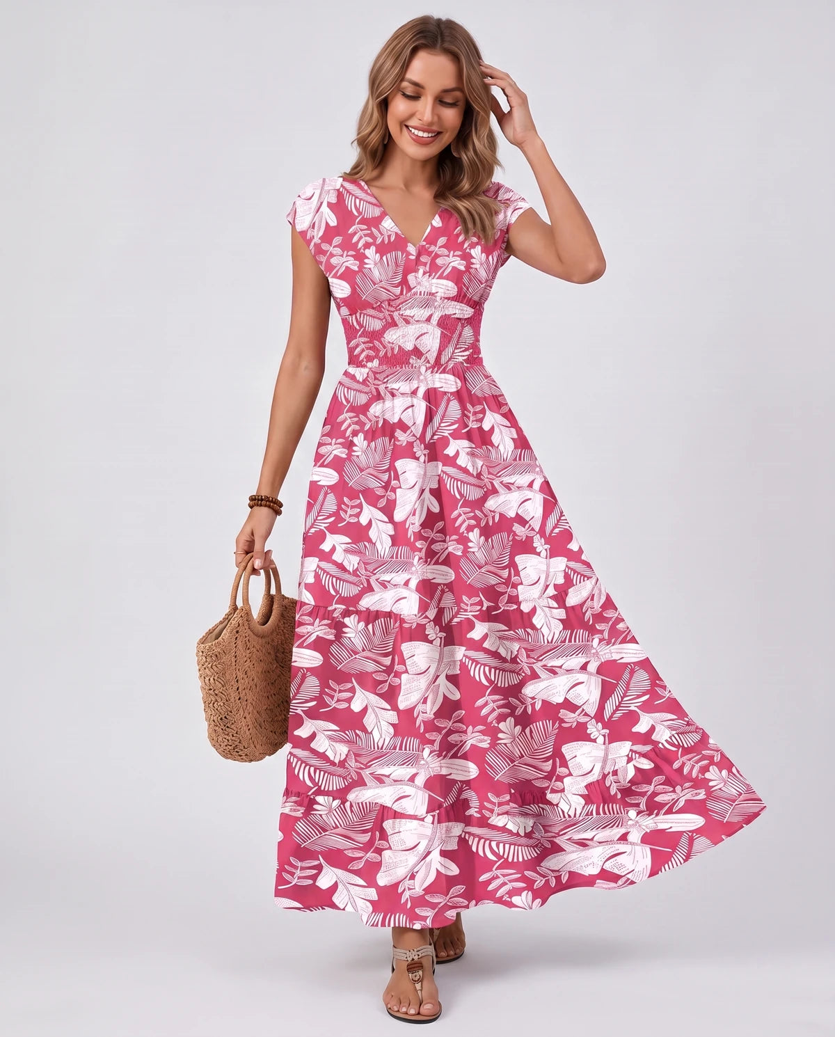 Ostara Maxi Dress — Pink | SKU: SD-96607-pink-XS,SD-96607-pink-S,SD-96607-pink-M,SD-96607-pink-L,SD-96607-pink-XL,SD-96607-pink-2XL