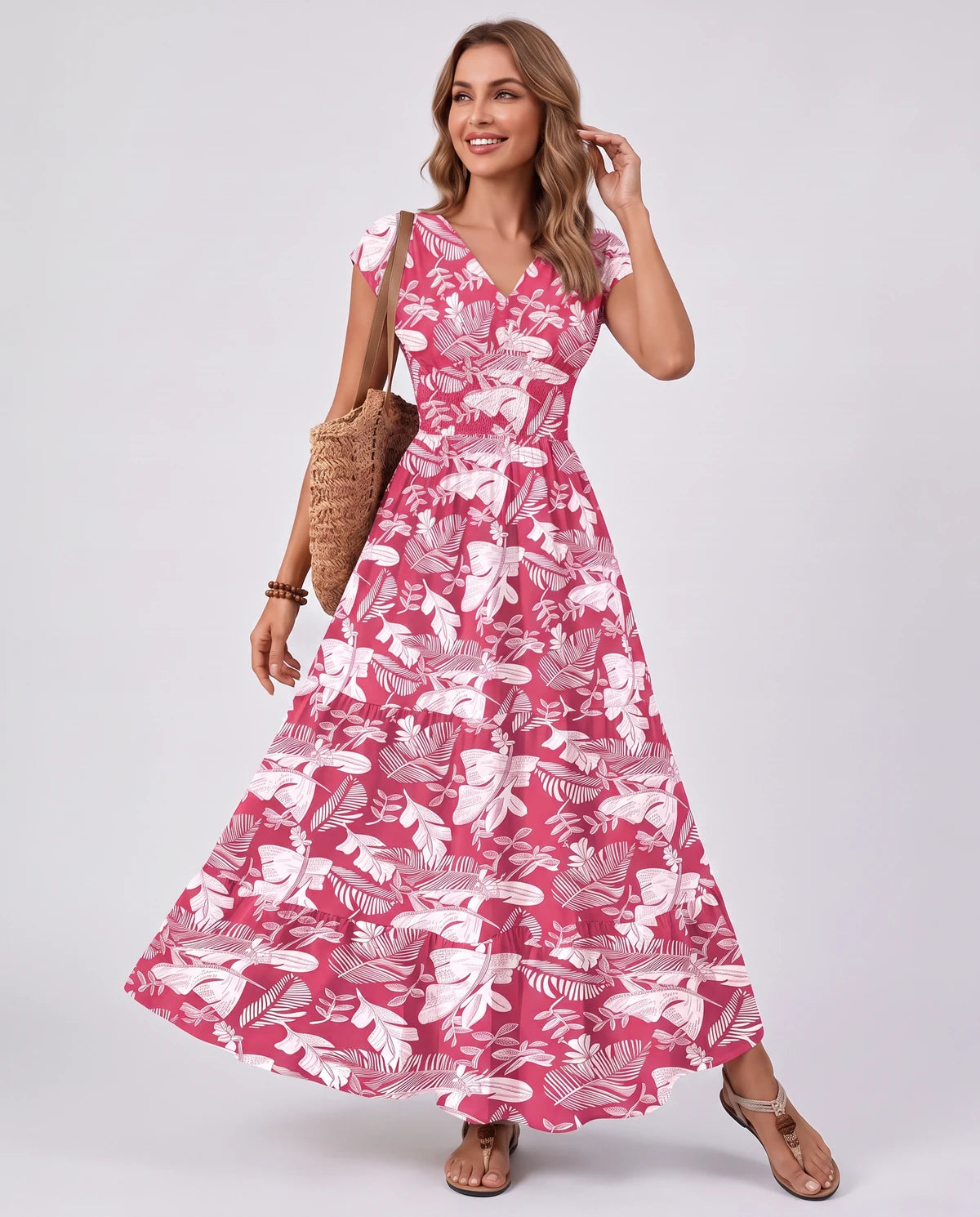Ostara Maxi Dress — Pink | SKU: SD-96607-pink-XS,SD-96607-pink-S,SD-96607-pink-M,SD-96607-pink-L,SD-96607-pink-XL,SD-96607-pink-2XL