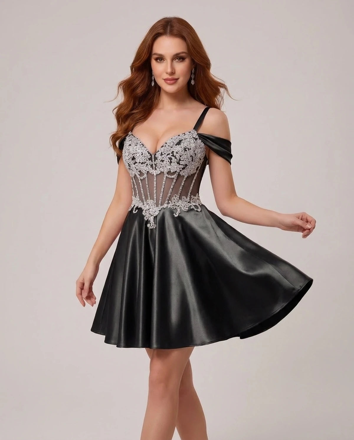 Ottilie Mini Dress — Black | SKU: SD-52353-black-2,SD-52353-black-4,SD-52353-black-6,SD-52353-black-8,SD-52353-black-10,SD-52353-black-12,SD-52353-black-14,SD-52353-black-14W,SD-52353-black-16,SD-52353-black-16W,SD-52353-black-18W,SD-52353-black-20W