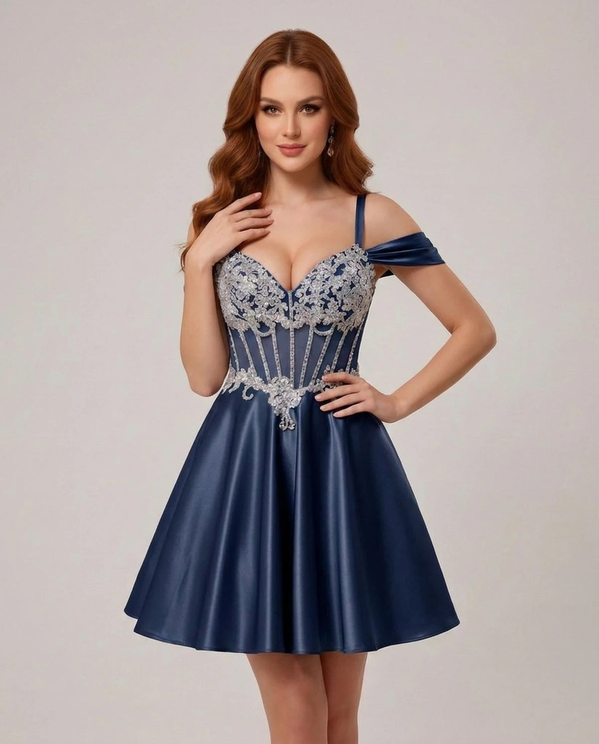 Ottilie Mini Dress — Navy | SKU: SD-52353-navy-2,SD-52353-navy-4,SD-52353-navy-6,SD-52353-navy-8,SD-52353-navy-10,SD-52353-navy-12,SD-52353-navy-14,SD-52353-navy-14W,SD-52353-navy-16,SD-52353-navy-16W,SD-52353-navy-18W,SD-52353-navy-20W