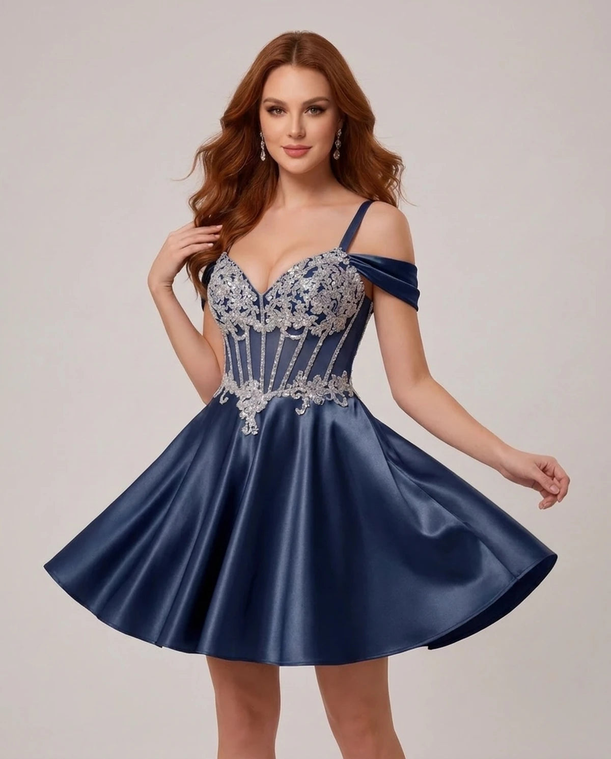 Ottilie Mini Dress — Navy | SKU: SD-52353-navy-2,SD-52353-navy-4,SD-52353-navy-6,SD-52353-navy-8,SD-52353-navy-10,SD-52353-navy-12,SD-52353-navy-14,SD-52353-navy-14W,SD-52353-navy-16,SD-52353-navy-16W,SD-52353-navy-18W,SD-52353-navy-20W