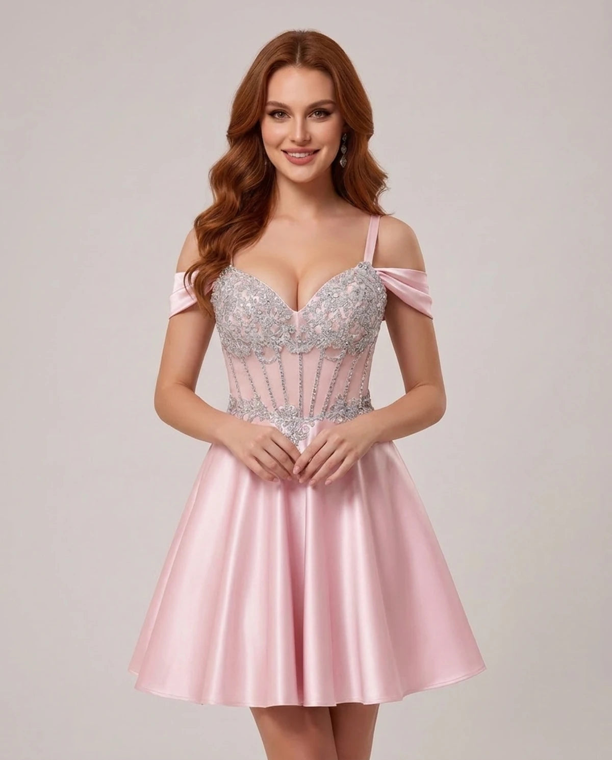 Ottilie Mini Dress — Pink | SKU: SD-52353-pink-2,SD-52353-pink-4,SD-52353-pink-6,SD-52353-pink-8,SD-52353-pink-10,SD-52353-pink-12,SD-52353-pink-14,SD-52353-pink-14W,SD-52353-pink-16,SD-52353-pink-16W,SD-52353-pink-18W,SD-52353-pink-20W