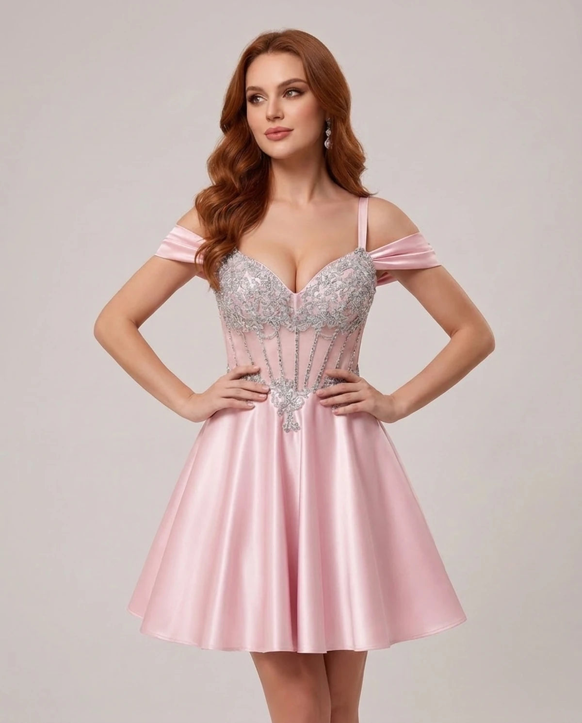 Ottilie Mini Dress — Pink | SKU: SD-52353-pink-2,SD-52353-pink-4,SD-52353-pink-6,SD-52353-pink-8,SD-52353-pink-10,SD-52353-pink-12,SD-52353-pink-14,SD-52353-pink-14W,SD-52353-pink-16,SD-52353-pink-16W,SD-52353-pink-18W,SD-52353-pink-20W