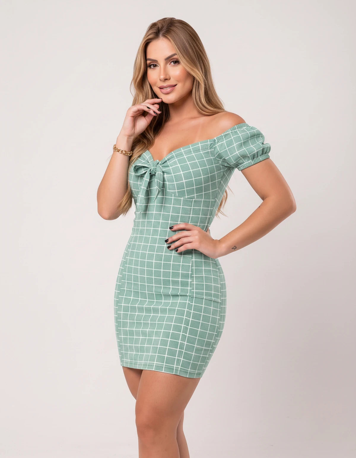 Pandora Mini Dress — Green | SKU: SD-13989-green-XS,SD-13989-green-S,SD-13989-green-M,SD-13989-green-L,SD-13989-green-XL,SD-13989-green-2XL