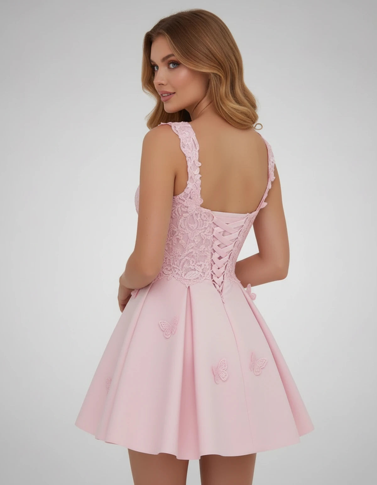Papillon Mini Dress — Light Pink | SKU: SD-77123-lightpink-2,SD-77123-lightpink-4,SD-77123-lightpink-6,SD-77123-lightpink-8,SD-77123-lightpink-10,SD-77123-lightpink-12,SD-77123-lightpink-14,SD-77123-lightpink-14W,SD-77123-lightpink-16,SD-77123-lightpink-16W,SD-77123-lightpink-18W,SD-77123-lightpink-20W