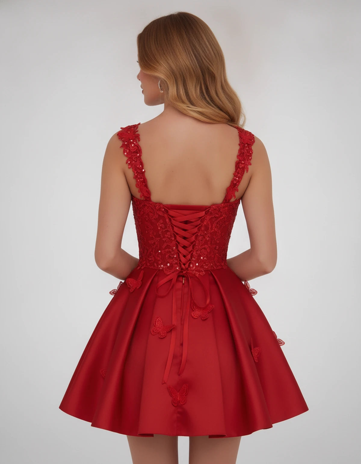 Papillon Mini Dress — Red | SKU: SD-77123-red-2,SD-77123-red-4,SD-77123-red-6,SD-77123-red-8,SD-77123-red-10,SD-77123-red-12,SD-77123-red-14,SD-77123-red-14W,SD-77123-red-16,SD-77123-red-16W,SD-77123-red-18W,SD-77123-red-20W