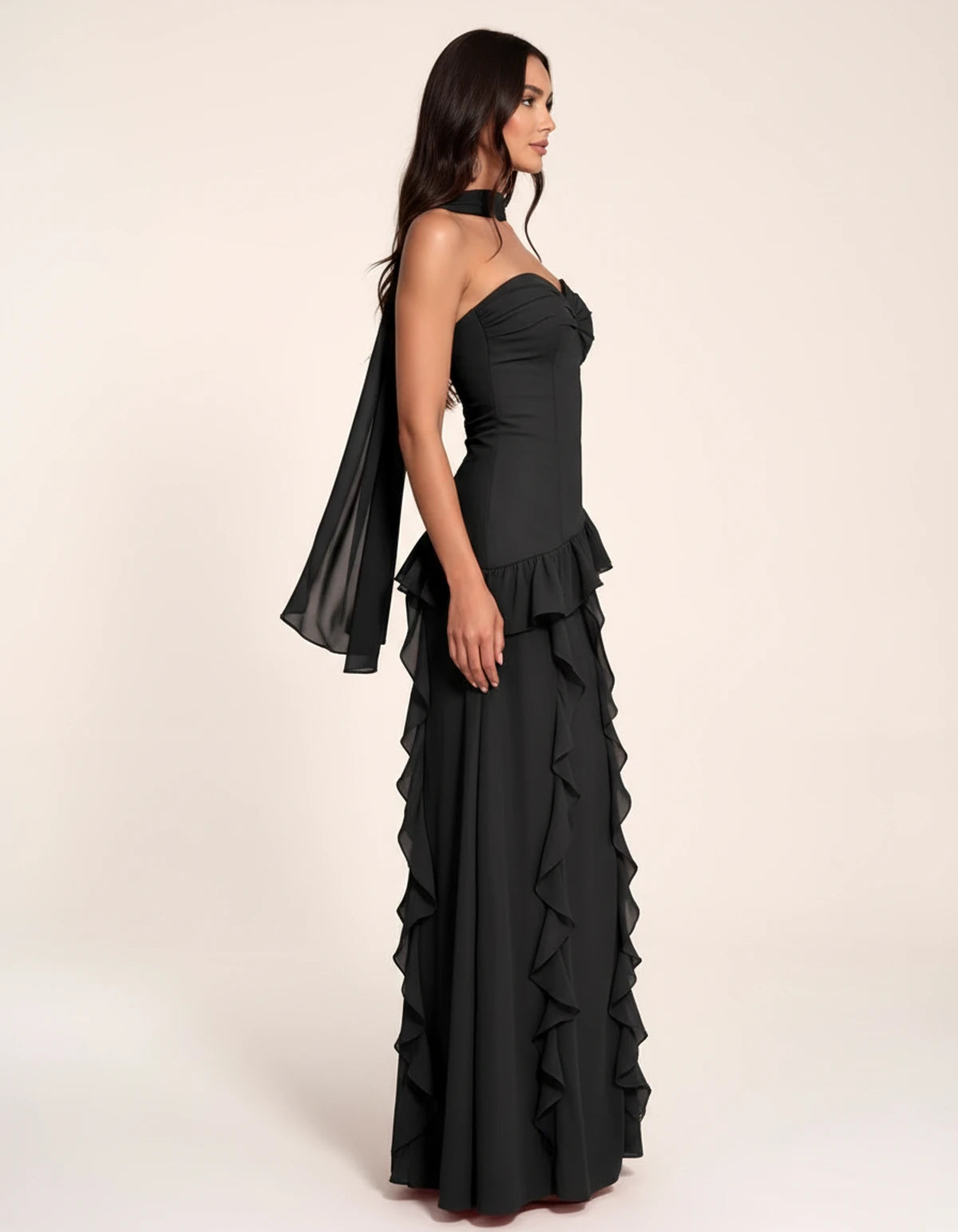 Parthenia Maxi Dress — Black | SKU: SD-69572-black-XS,SD-69572-black-S,SD-69572-black-M,SD-69572-black-L,SD-69572-black-XL,SD-69572-black-2XL