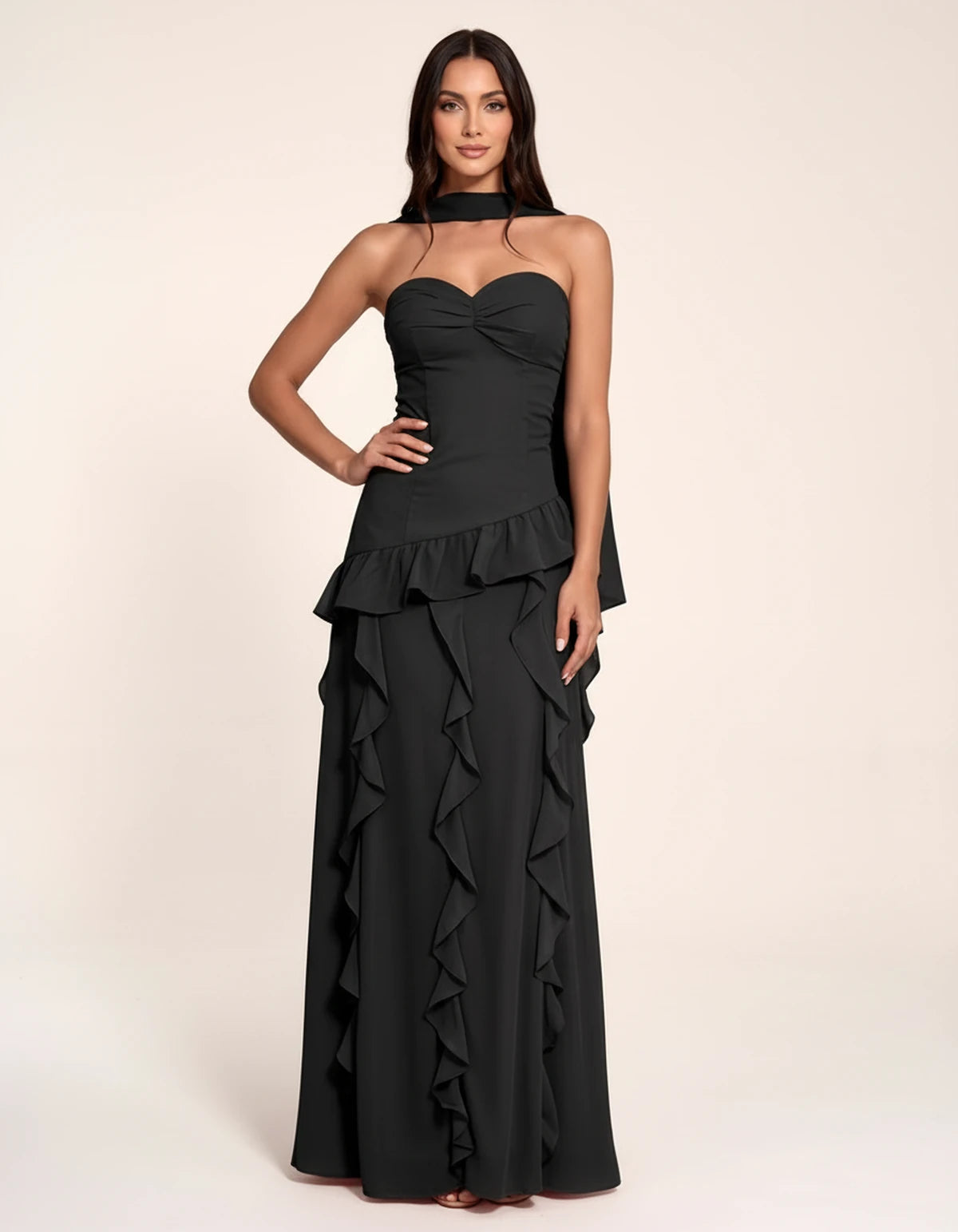 Parthenia Maxi Dress — Black | SKU: SD-69572-black-XS,SD-69572-black-S,SD-69572-black-M,SD-69572-black-L,SD-69572-black-XL,SD-69572-black-2XL