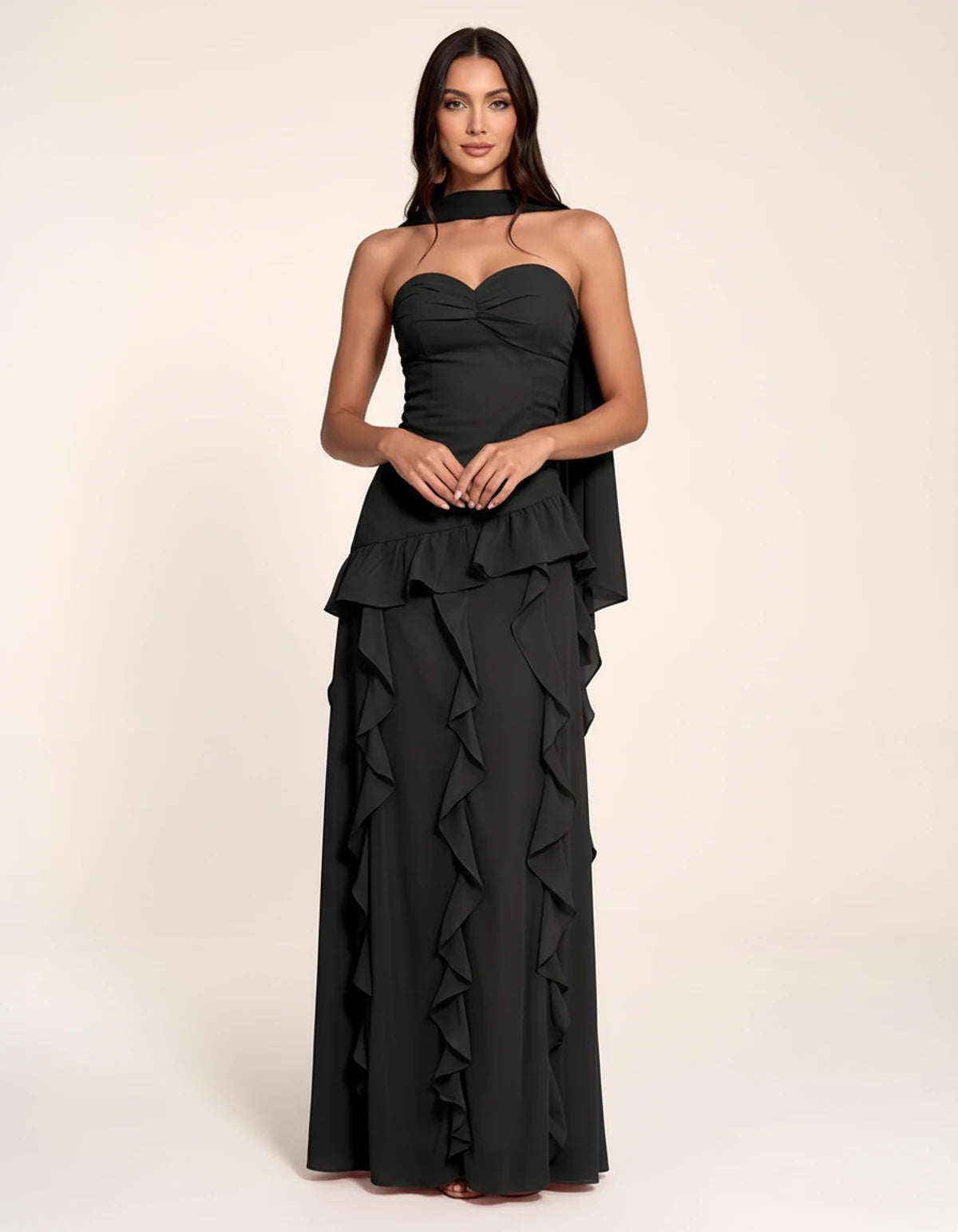 Parthenia Maxi Dress — Black | SKU: SD-69572-black-XS,SD-69572-black-S,SD-69572-black-M,SD-69572-black-L,SD-69572-black-XL,SD-69572-black-2XL