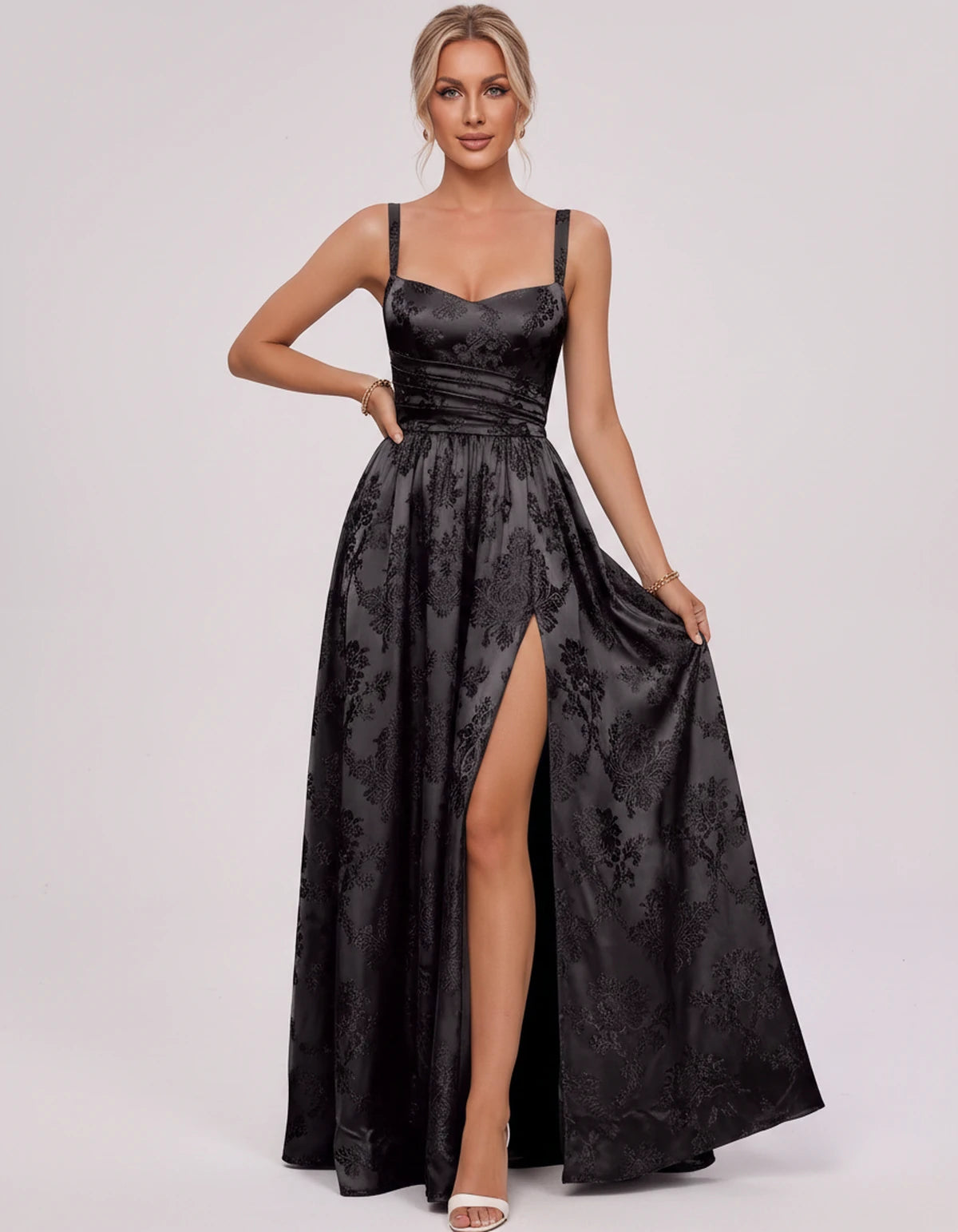 Pasadena Midi Dresses — floral Black | SKU: SD-73317-floralblack-2,SD-73317-floralblack-4,SD-73317-floralblack-6,SD-73317-floralblack-8,SD-73317-floralblack-10,SD-73317-floralblack-12,SD-73317-floralblack-14,SD-73317-floralblack-16,SD-73317-floralblack-16W,SD-73317-floralblack-18W,SD-73317-floralblack-20W,SD-73317-floralblack-22W