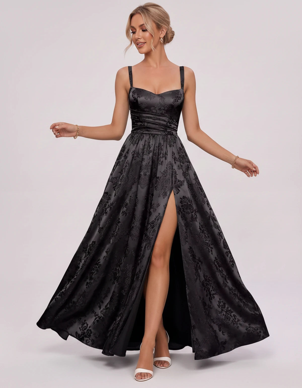 Pasadena Midi Dresses — floral Black | SKU: SD-73317-floralblack-2,SD-73317-floralblack-4,SD-73317-floralblack-6,SD-73317-floralblack-8,SD-73317-floralblack-10,SD-73317-floralblack-12,SD-73317-floralblack-14,SD-73317-floralblack-16,SD-73317-floralblack-16W,SD-73317-floralblack-18W,SD-73317-floralblack-20W,SD-73317-floralblack-22W