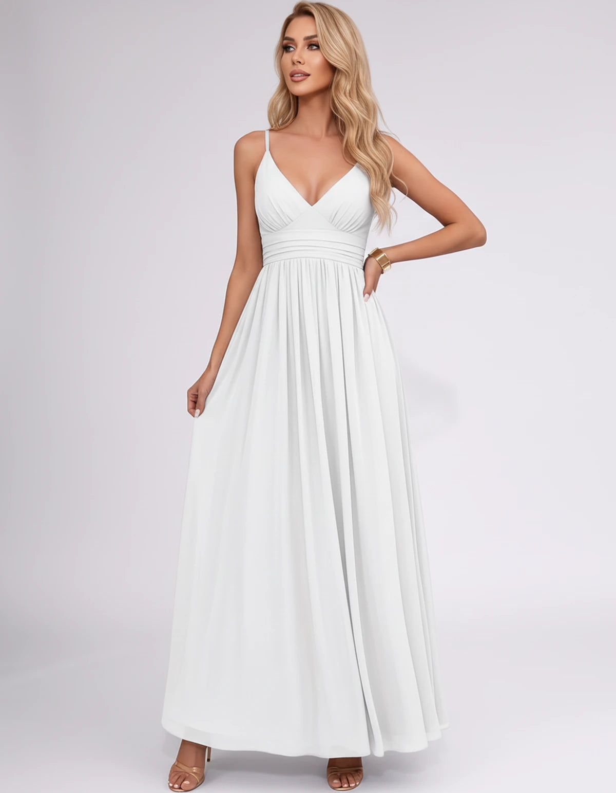 Pavlina Maxi Dress — White | SKU: SD-94482-white-2,SD-94482-white-4,SD-94482-white-6,SD-94482-white-8,SD-94482-white-10,SD-94482-white-12,SD-94482-white-14,SD-94482-white-16,SD-94482-white-16W,SD-94482-white-18W,SD-94482-white-20W,SD-94482-white-22W