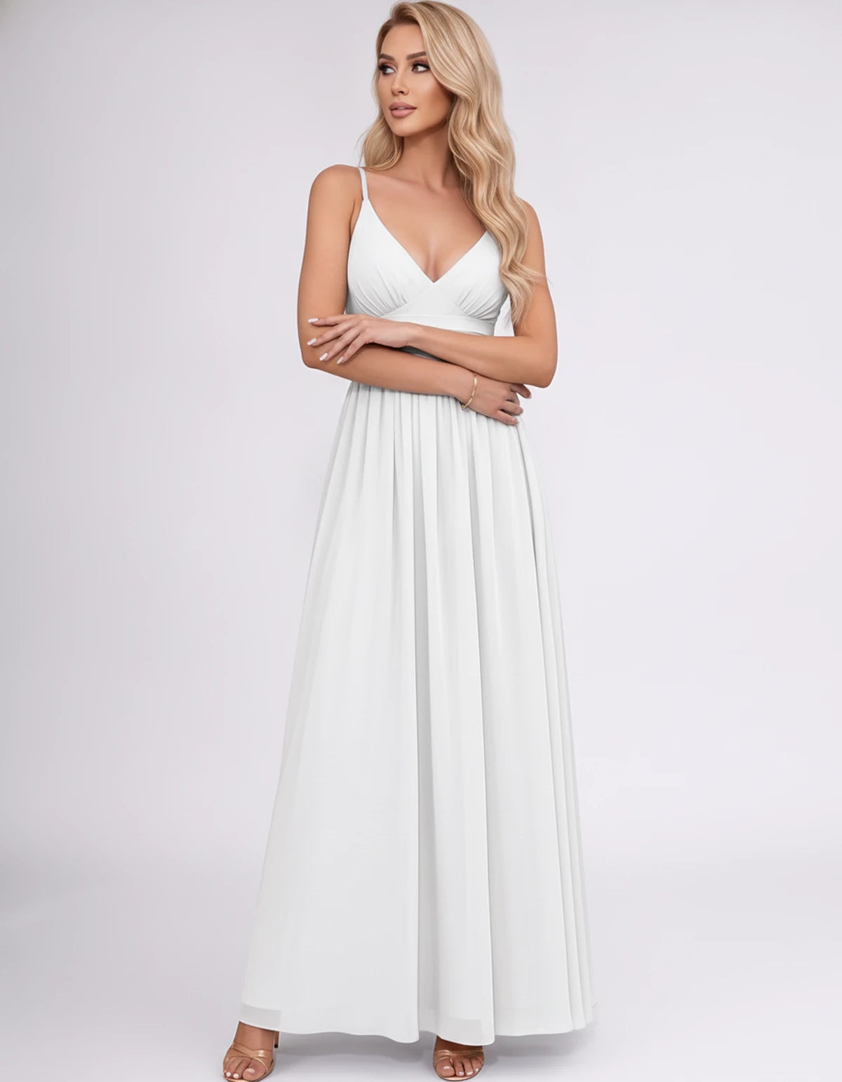 Pavlina Maxi Dress — White | SKU: SD-94482-white-2,SD-94482-white-4,SD-94482-white-6,SD-94482-white-8,SD-94482-white-10,SD-94482-white-12,SD-94482-white-14,SD-94482-white-16,SD-94482-white-16W,SD-94482-white-18W,SD-94482-white-20W,SD-94482-white-22W
