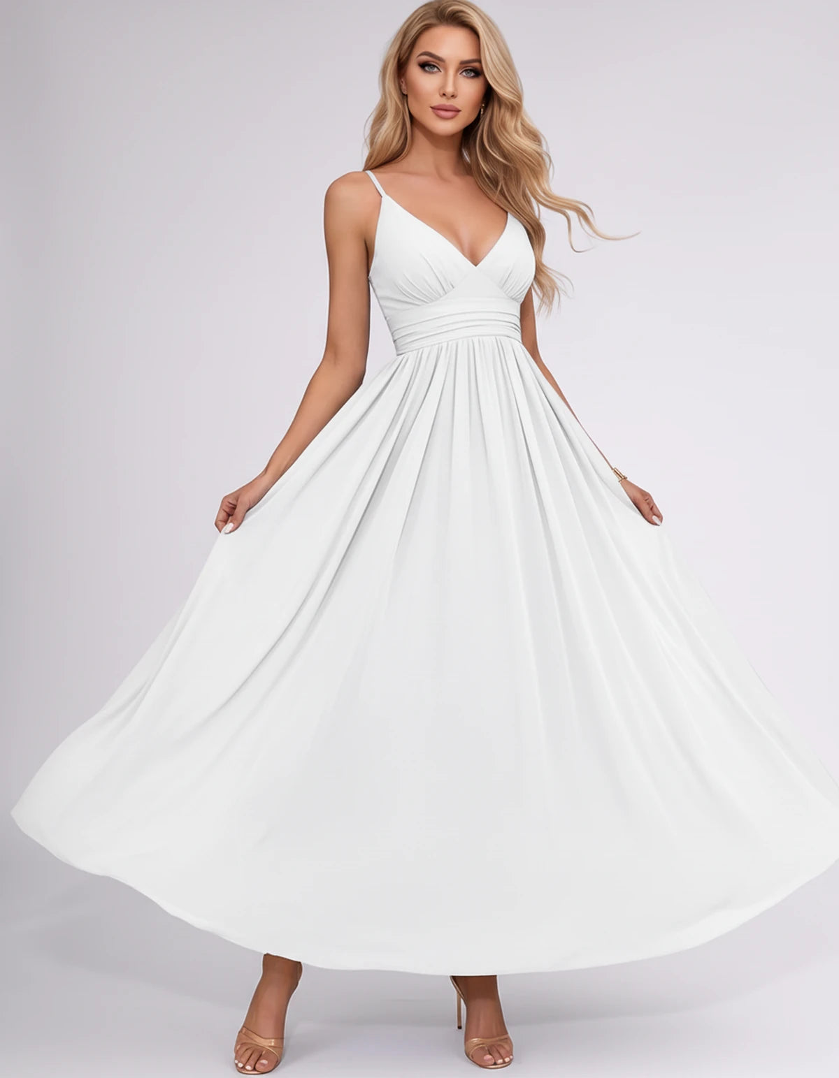 Pavlina Maxi Dress — White | SKU: SD-94482-white-2,SD-94482-white-4,SD-94482-white-6,SD-94482-white-8,SD-94482-white-10,SD-94482-white-12,SD-94482-white-14,SD-94482-white-16,SD-94482-white-16W,SD-94482-white-18W,SD-94482-white-20W,SD-94482-white-22W