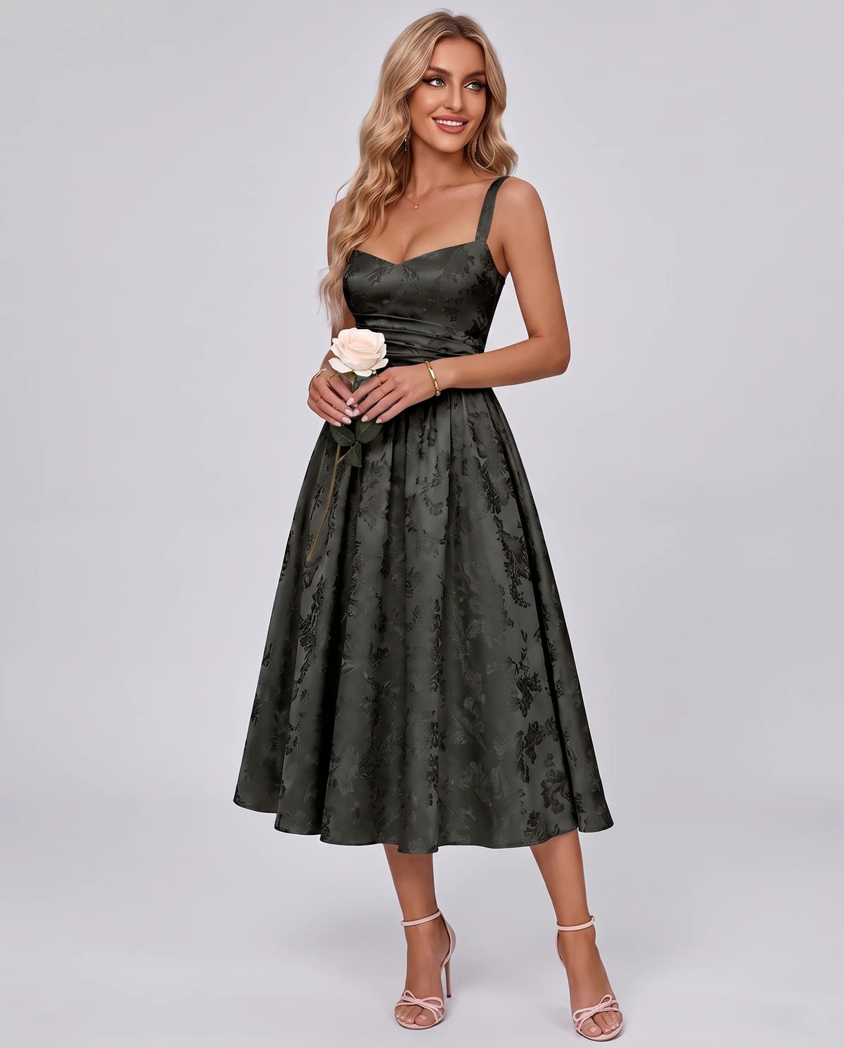 Pervenche Midi Dresses — Black