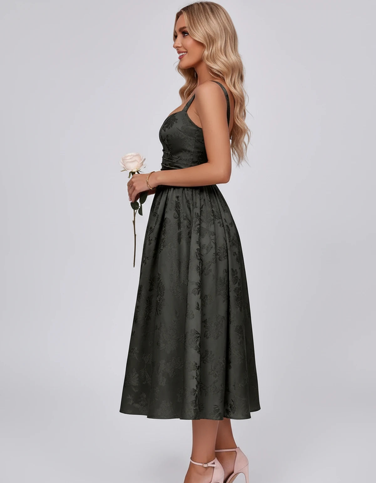 Pervenche Midi Dresses — Black | SKU: SD-57377-black-2,SD-57377-black-4,SD-57377-black-6,SD-57377-black-8,SD-57377-black-10,SD-57377-black-12,SD-57377-black-14,SD-57377-black-16,SD-57377-black-16W,SD-57377-black-18W,SD-57377-black-20W,SD-57377-black-22W