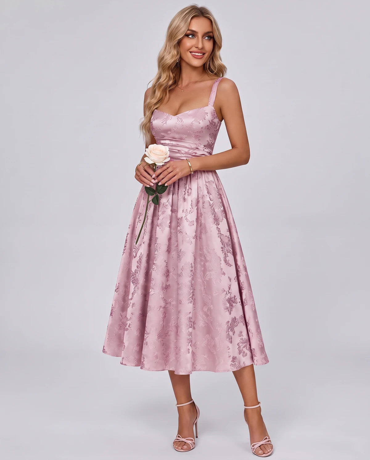 Pervenche Midi Dresses — Pink
