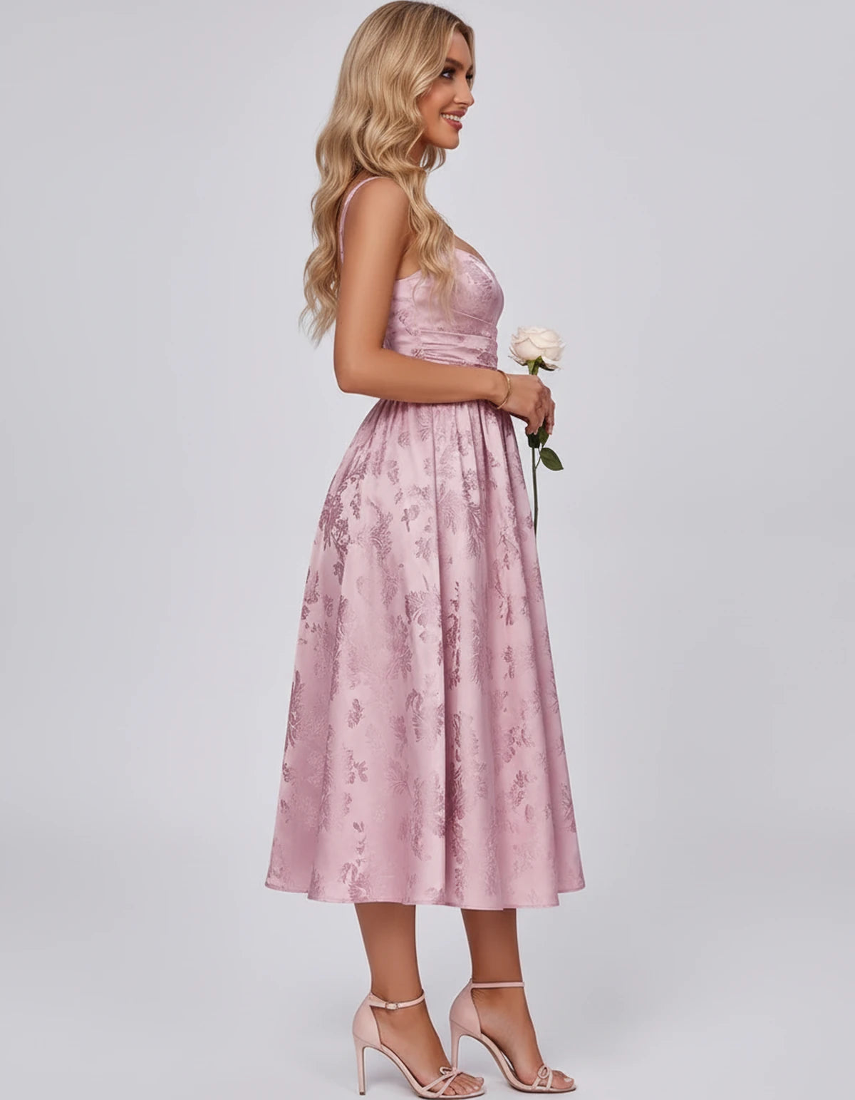 Pervenche Midi Dresses — Pink | SKU: SD-57377-pink-2,SD-57377-pink-4,SD-57377-pink-6,SD-57377-pink-8,SD-57377-pink-10,SD-57377-pink-12,SD-57377-pink-14,SD-57377-pink-16,SD-57377-pink-16W,SD-57377-pink-18W,SD-57377-pink-20W,SD-57377-pink-22W