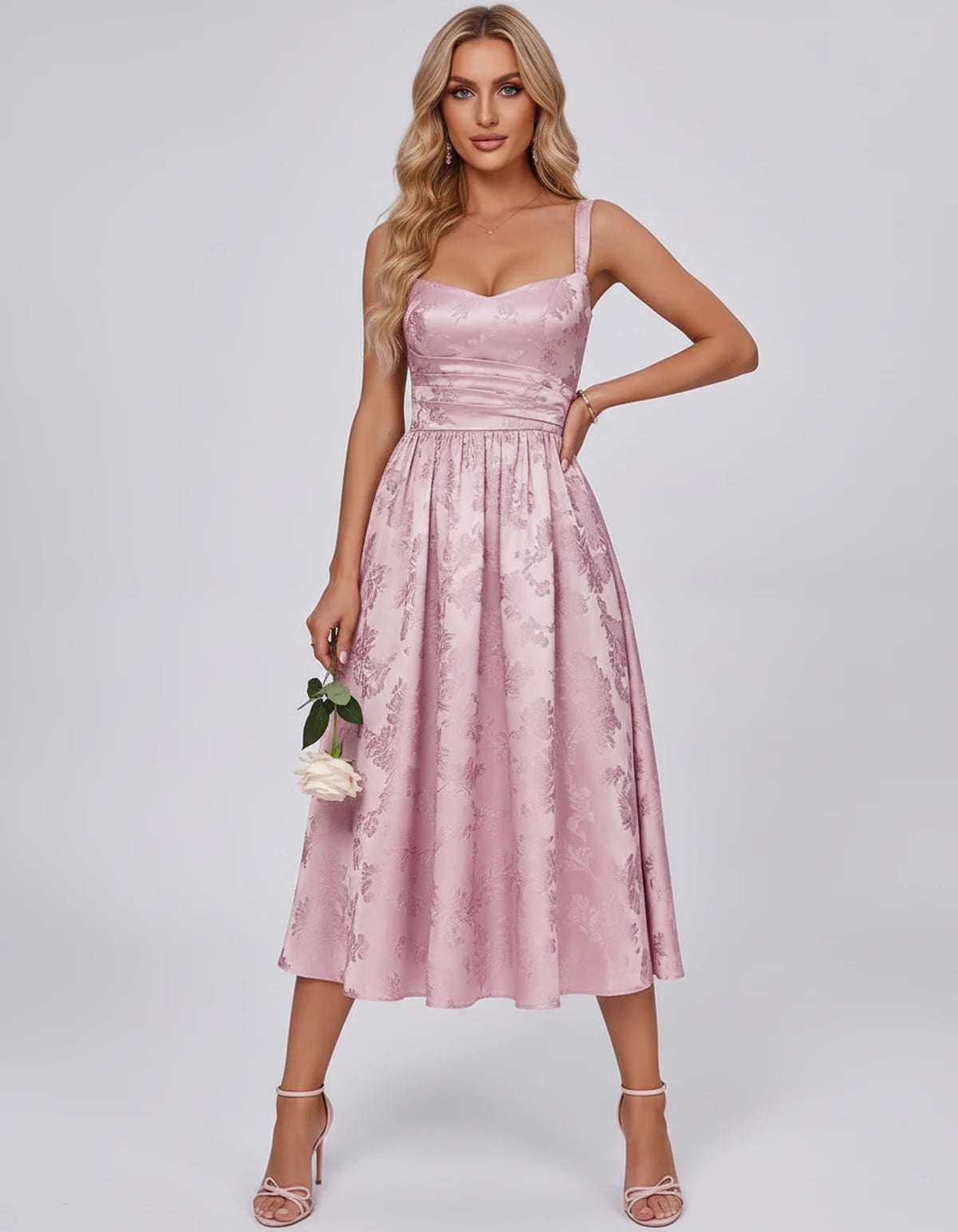 Pervenche Midi Dresses — Pink | SKU: SD-57377-pink-2,SD-57377-pink-4,SD-57377-pink-6,SD-57377-pink-8,SD-57377-pink-10,SD-57377-pink-12,SD-57377-pink-14,SD-57377-pink-16,SD-57377-pink-16W,SD-57377-pink-18W,SD-57377-pink-20W,SD-57377-pink-22W
