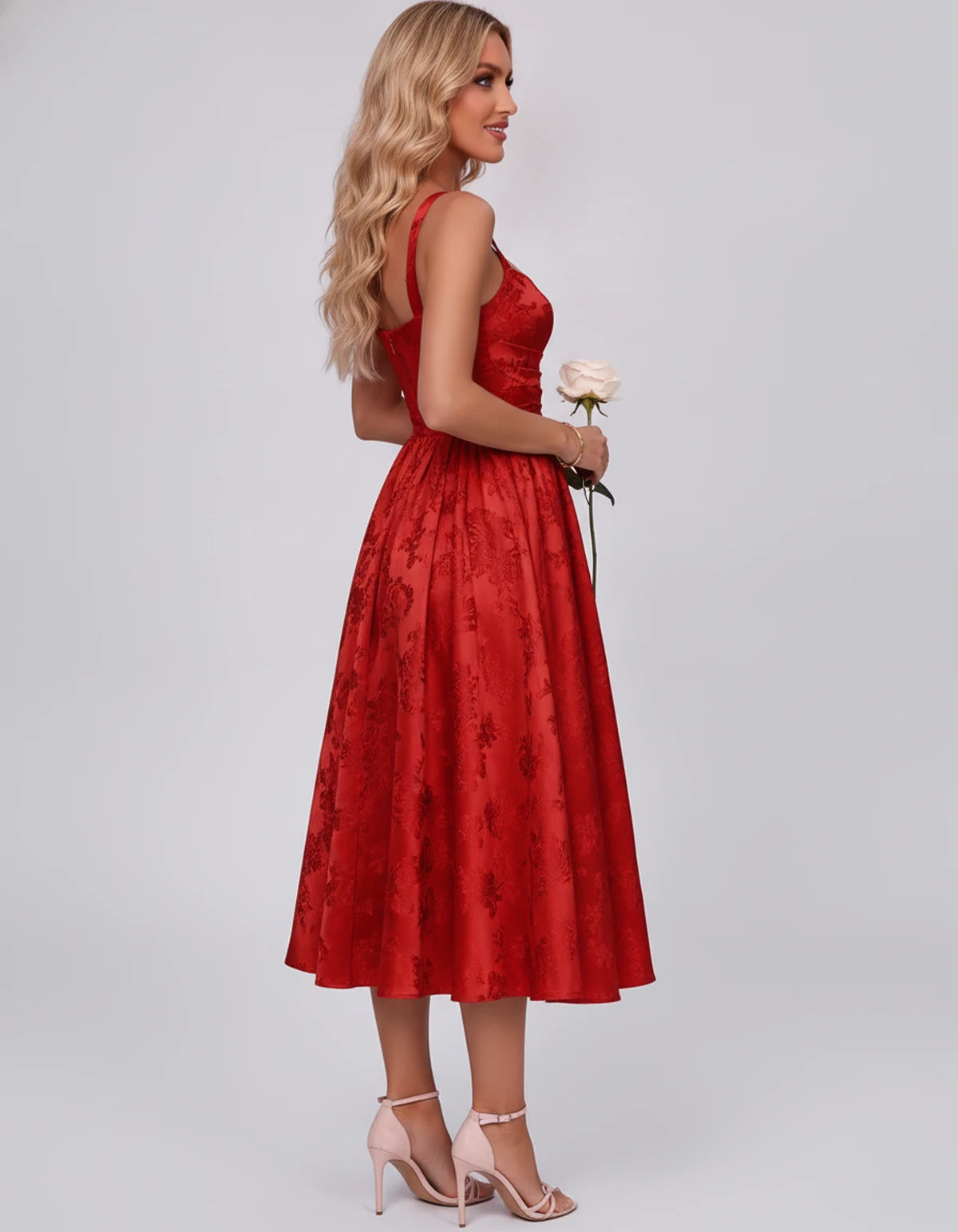 Pervenche Midi Dresses — Red | SKU: SD-57377-red-2,SD-57377-red-4,SD-57377-red-6,SD-57377-red-8,SD-57377-red-10,SD-57377-red-12,SD-57377-red-14,SD-57377-red-16,SD-57377-red-16W,SD-57377-red-18W,SD-57377-red-20W,SD-57377-red-22W