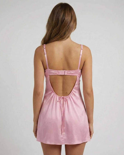 Evelyn Mini Dress by Lauven, vintage-inspired slim fit pencil dress with spaghetti straps and elegant back design.