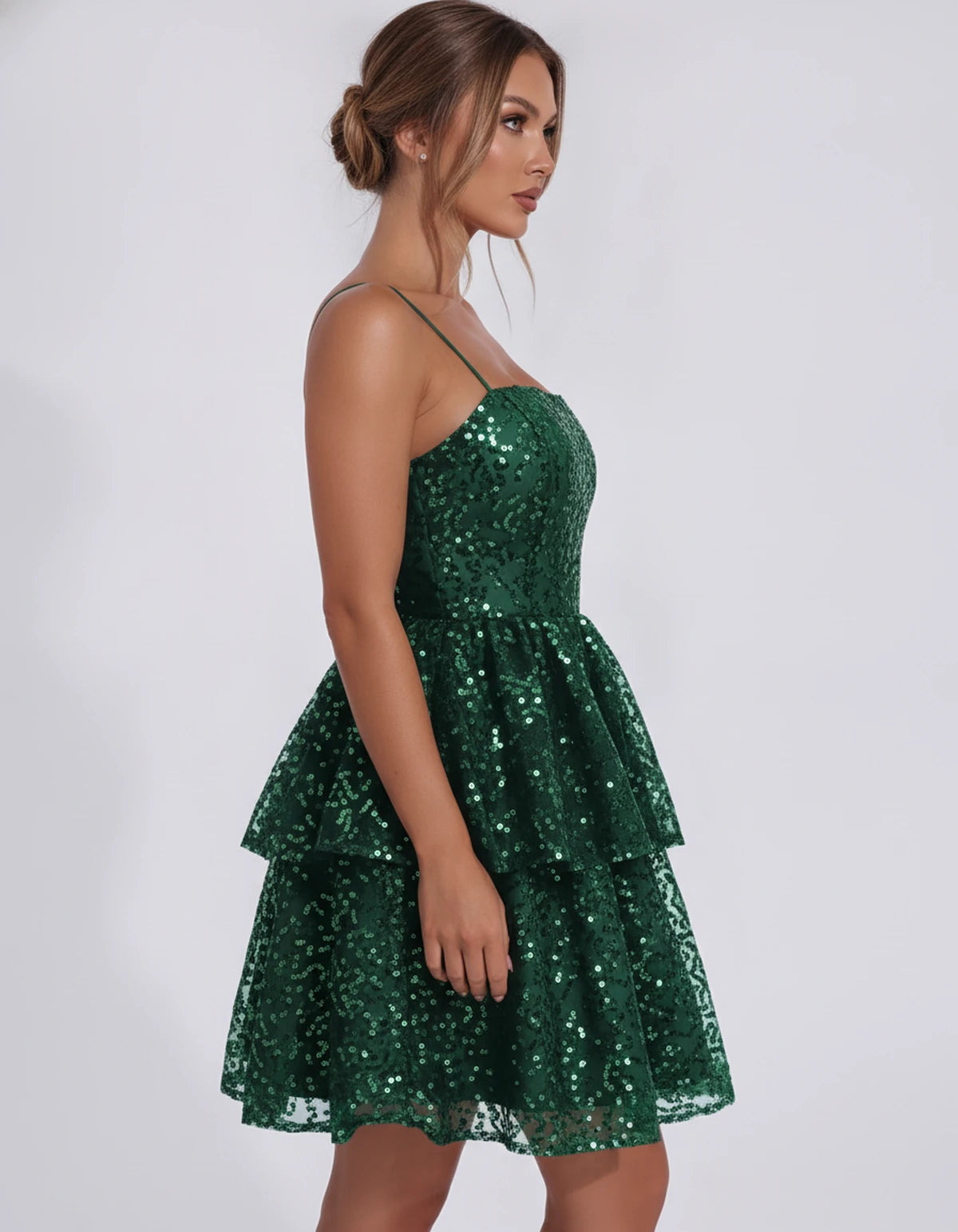 Pierrette Mini Dress — Emerald Green | SKU: SD-79797-emeraldgreen-2,SD-79797-emeraldgreen-4,SD-79797-emeraldgreen-6,SD-79797-emeraldgreen-8,SD-79797-emeraldgreen-10,SD-79797-emeraldgreen-12,SD-79797-emeraldgreen-14,SD-79797-emeraldgreen-16,SD-79797-emeraldgreen-16W,SD-79797-emeraldgreen-18W,SD-79797-emeraldgreen-20W,SD-79797-emeraldgreen-22W