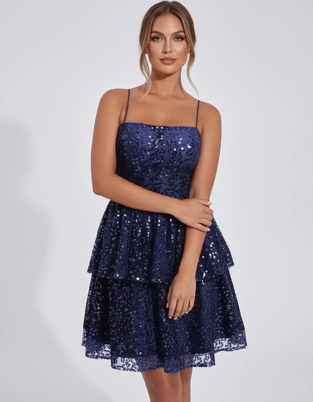 Pierrette Mini Dress — Navy | SKU: SD-79797-navy-2,SD-79797-navy-4,SD-79797-navy-6,SD-79797-navy-8,SD-79797-navy-10,SD-79797-navy-12,SD-79797-navy-14,SD-79797-navy-16,SD-79797-navy-16W,SD-79797-navy-18W,SD-79797-navy-20W,SD-79797-navy-22W