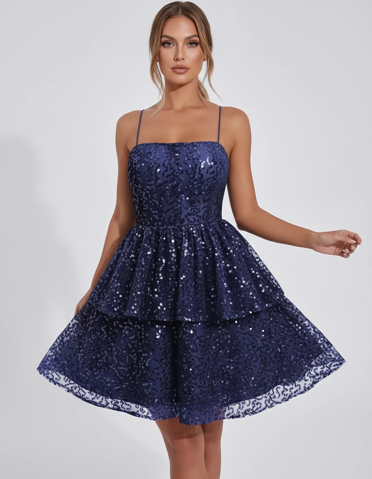 Pierrette Mini Dress — Navy | SKU: SD-79797-navy-2,SD-79797-navy-4,SD-79797-navy-6,SD-79797-navy-8,SD-79797-navy-10,SD-79797-navy-12,SD-79797-navy-14,SD-79797-navy-16,SD-79797-navy-16W,SD-79797-navy-18W,SD-79797-navy-20W,SD-79797-navy-22W