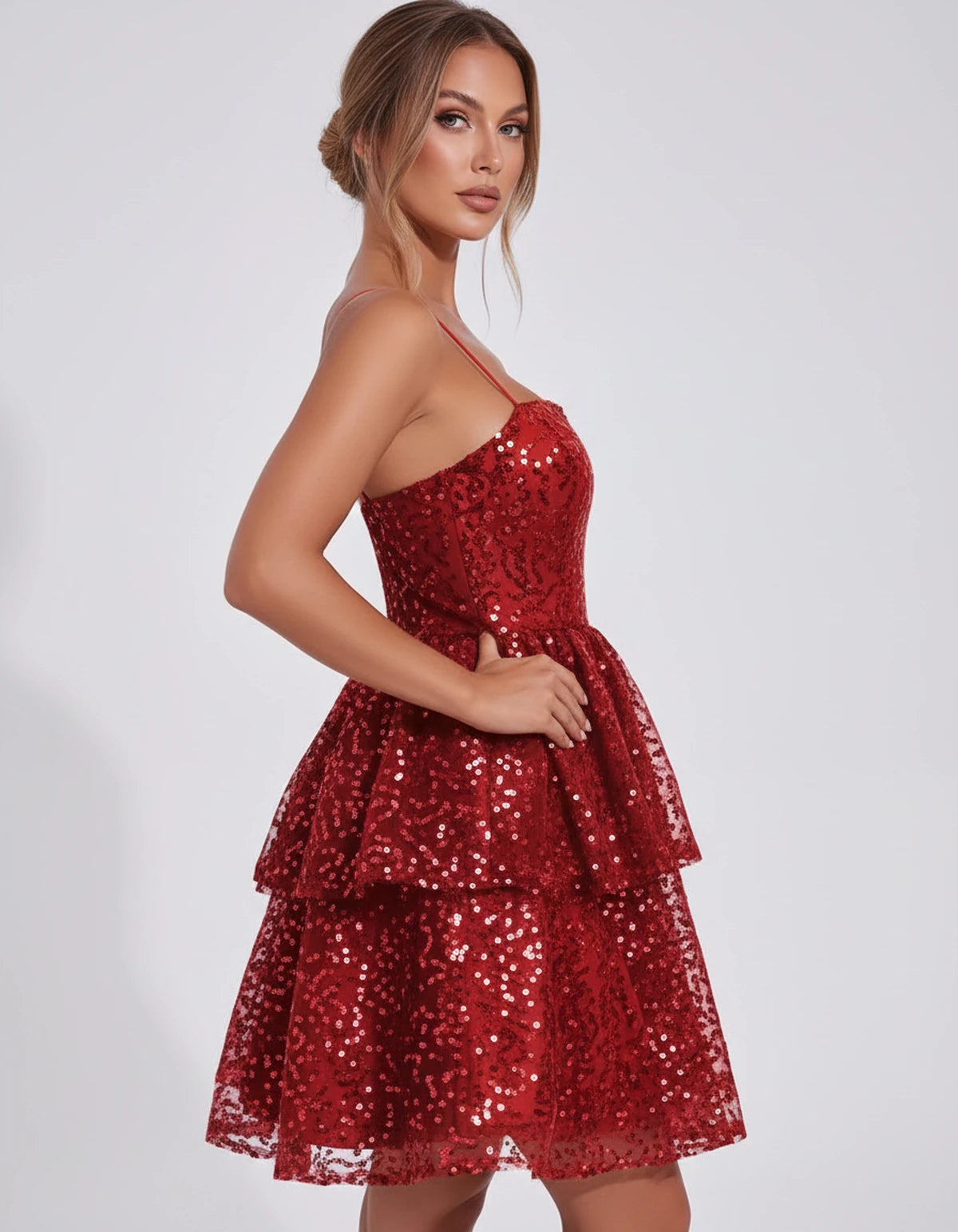 Pierrette Mini Dress — Red | SKU: SD-79797-red-2,SD-79797-red-4,SD-79797-red-6,SD-79797-red-8,SD-79797-red-10,SD-79797-red-12,SD-79797-red-14,SD-79797-red-16,SD-79797-red-16W,SD-79797-red-18W,SD-79797-red-20W,SD-79797-red-22W